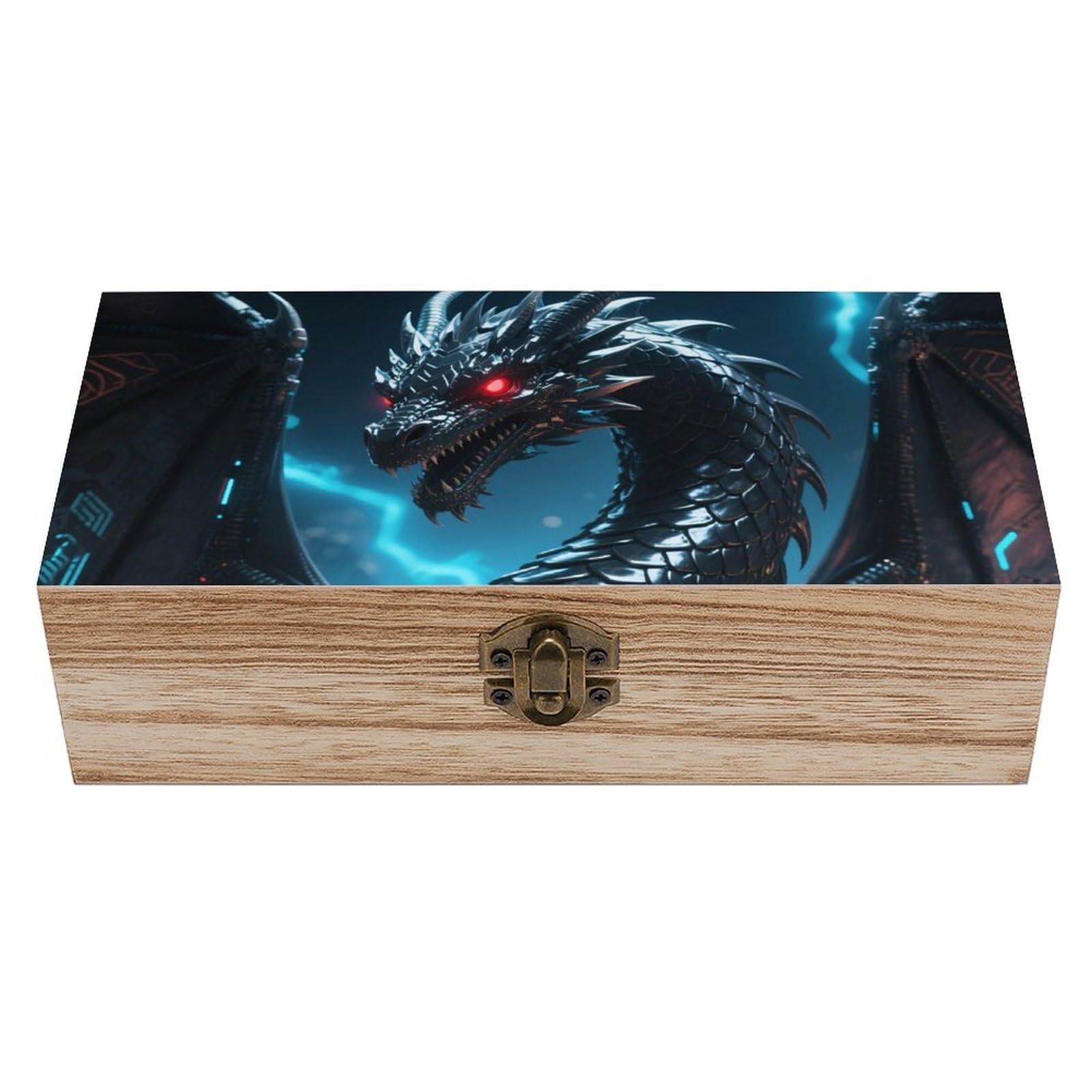 DWVTSLH Dragon Wooden Storage Box Locked Wood Gift Box Decorative Keepsake Boxes Storage Bins, Memory Boxes for Pictures, Jewelry Organizer Unique Gift Ideas for Men Women