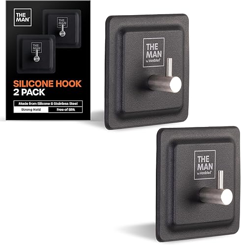 Miniatura 1 de The Man Gancho de silicona  Gancho de almacenamiento para baño y ducha  Artículos de aseo de ducha, accesorio organizador de baño  Acero inoxidable