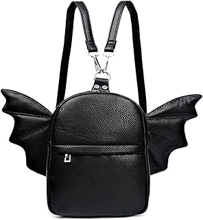 Women Fashion Mini Backpack | Detachable Bat Angel Wing Shoulder Bag (Black)