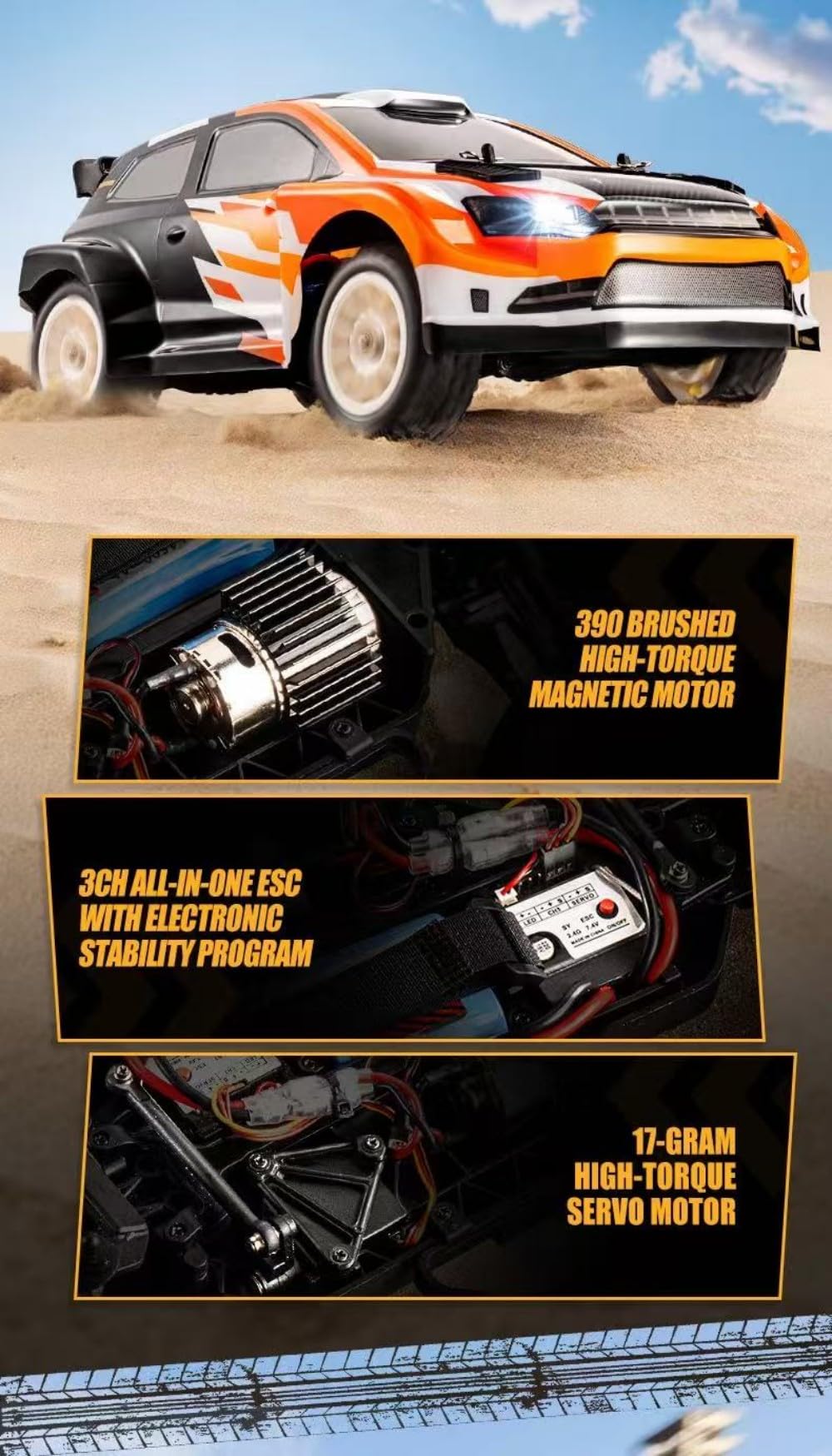 Mini RC Drift Rally Car z żyroskopem, 1:12 pełnowymiarowy 32 km/h samochód wyścigowy z metalowymi wałami napędowymi i światłami LED, pojazd zdalnie sterowany 4WD, dla dorosłych (wersja RTR)