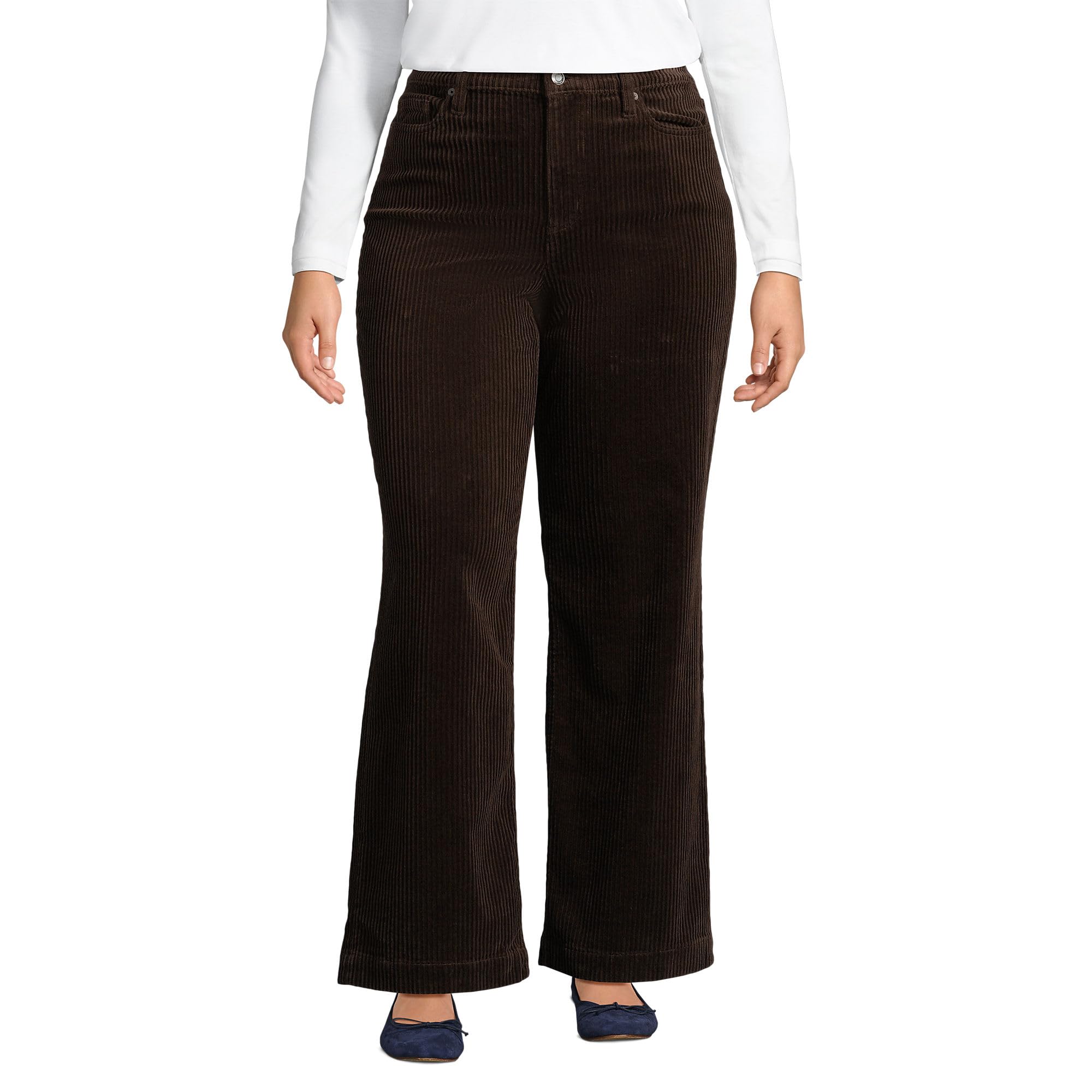 Lands End Womens Recover High Rise Wide Leg Jeans