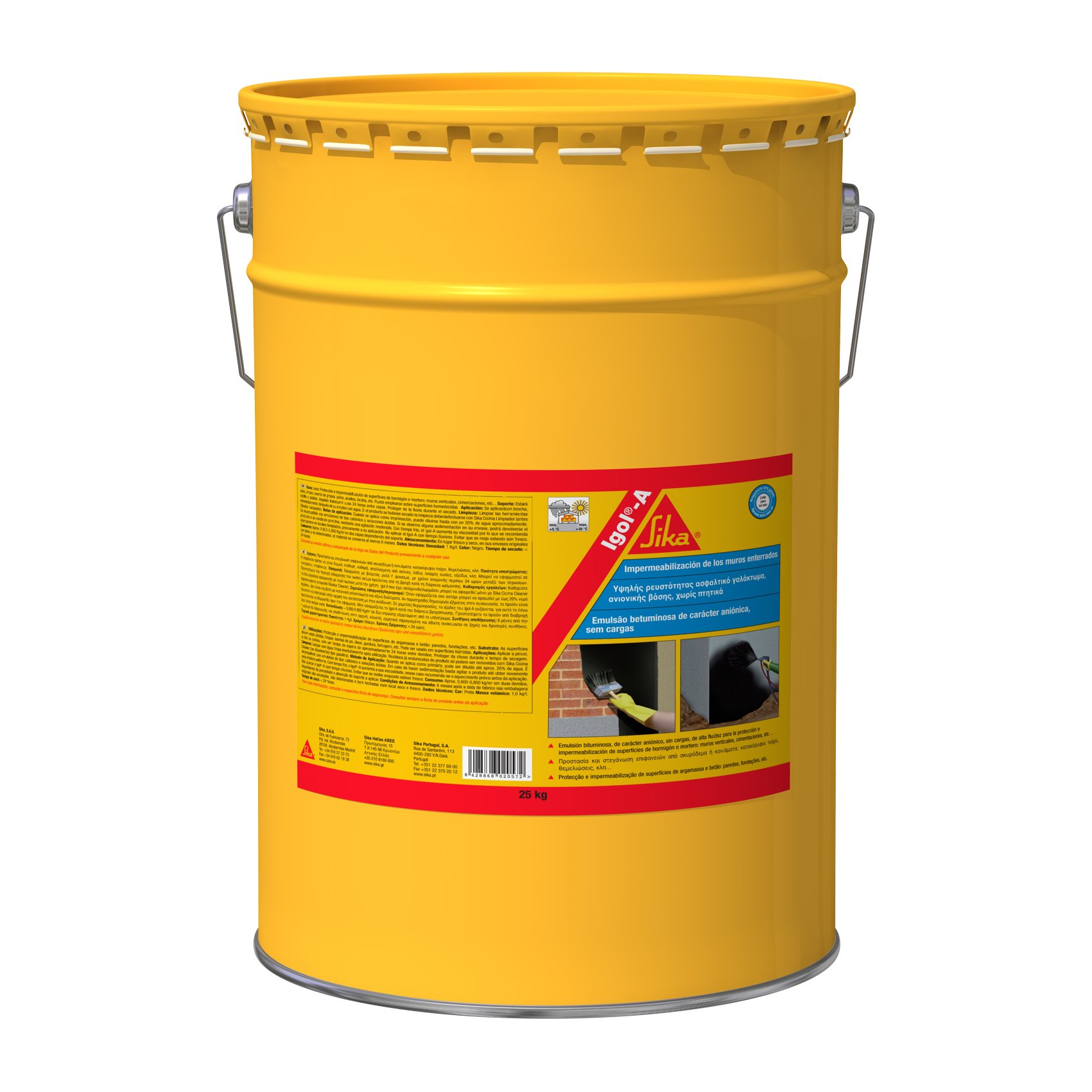 SIKA - Emulsión butuminosa para impermeabilización para cimientos - Igol-A - Negro - Muros verticales, cimientos - Resistente a la intemperie - 5kg