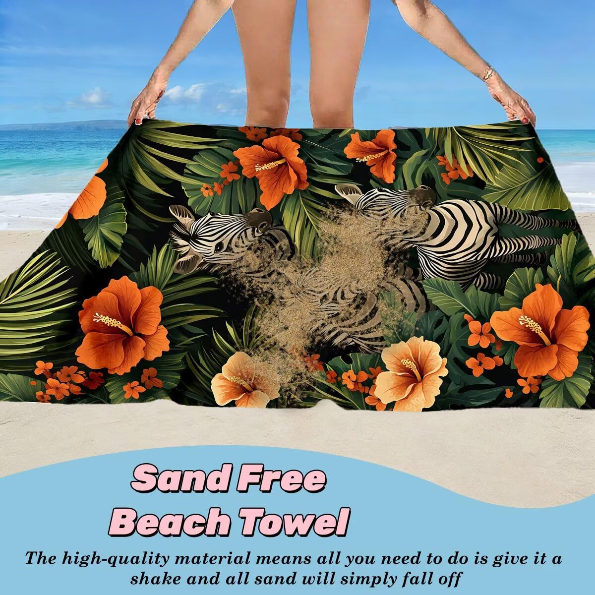 Toalla Playa 80x160 cm, Toalla Gimnasio Microfibra Secado Rapido, Juego de 2 Antiarena Toallas de Playa, Ligera Compacta Toallas Microfibra Grande para Viaje, Regalo Hombre Regalo Mujer (Cebra) -4855