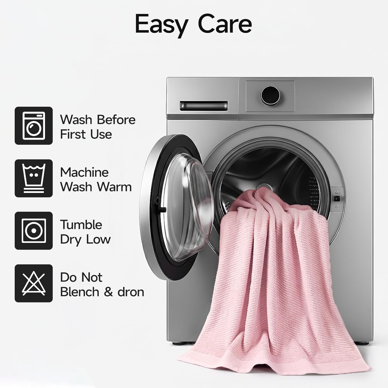 REDKISS Luxury 8-Piece Pink Towel Set, 2 Bath Towels, 2 Hand Towels, 4 Washcloths, 100% Cotton, Quick Dry, Highly Absorbent Towels for Bathroom, Gym, Hotel, Spa - Image 6