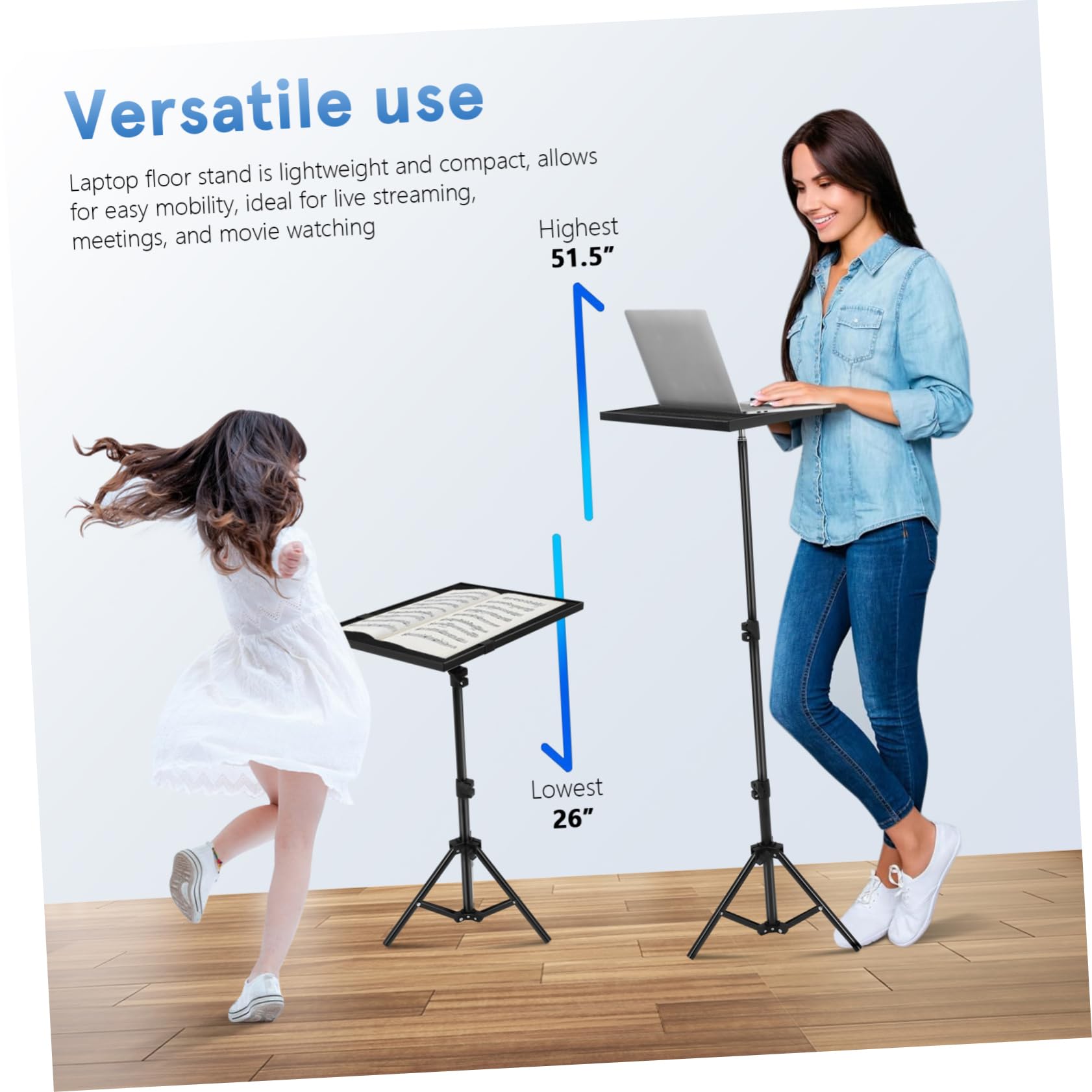 Supporto per Proiettore sul Tavolo Vassoio Piattaforma Regolabile, Treppiede Stabile in Metallo Portatile per Laptop e Dispositivi Multimediali, per Casa, Ufficio, Scuola