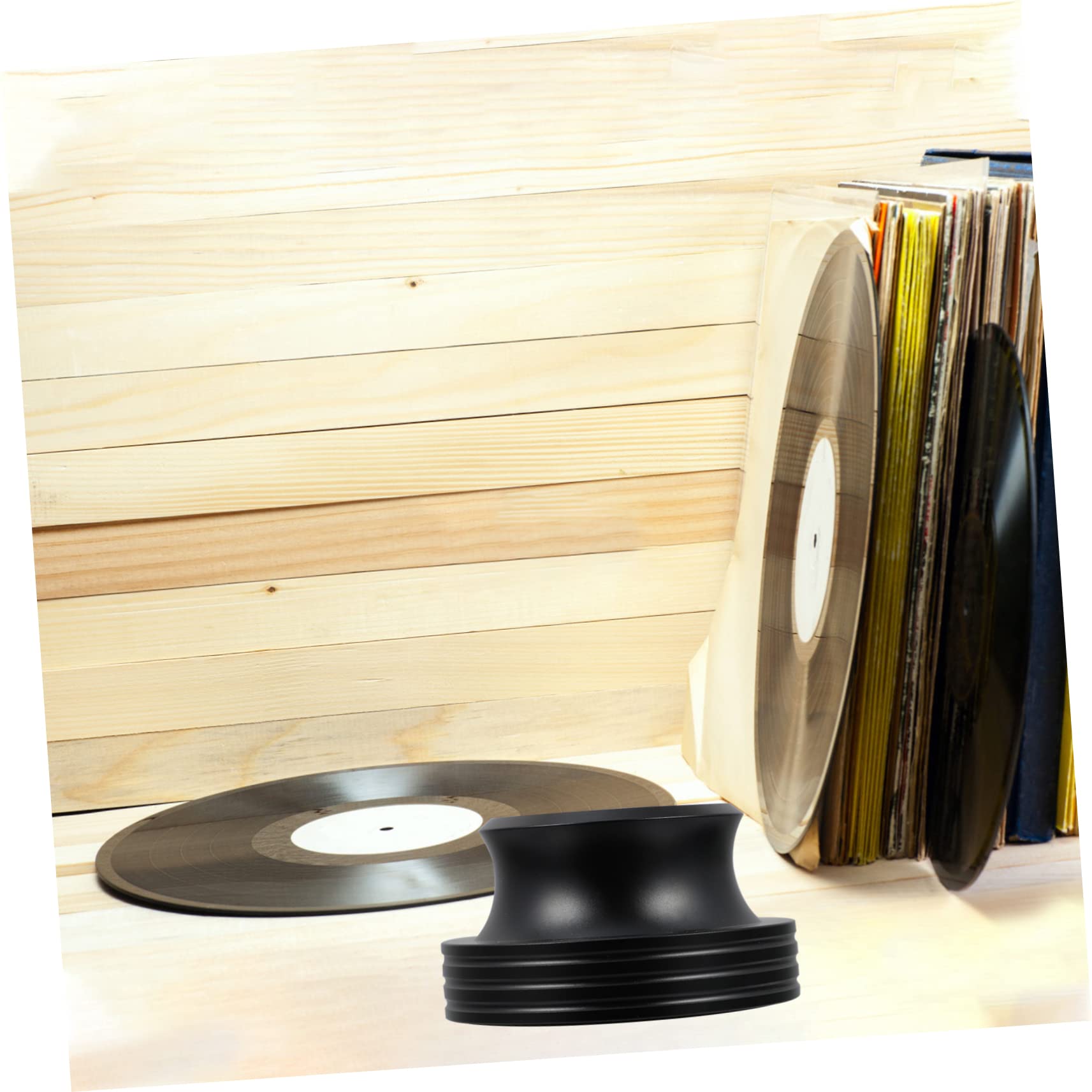 BESTonZON 1pezzi Stabilizzatore Per Dischi Alluminio Nero Accessorio Per Giradischi Design Ergonomico e Leggero Riduce e Usura Per Amanti Della Musica e Collezionisti Di Vinili