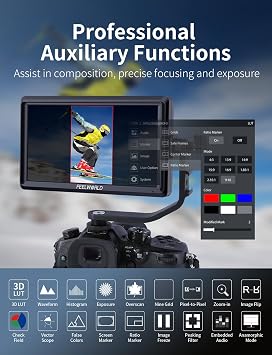 FEELWORLD S55E 5.5 Inch 500nit On Camera Field DSLR Monitor Ultra Lightweight 4K HDMI Input Output, 3D LUT Waveform HDR Accurate Focus Expose for Video Shooting Vlogging with F550 Battery and Bag