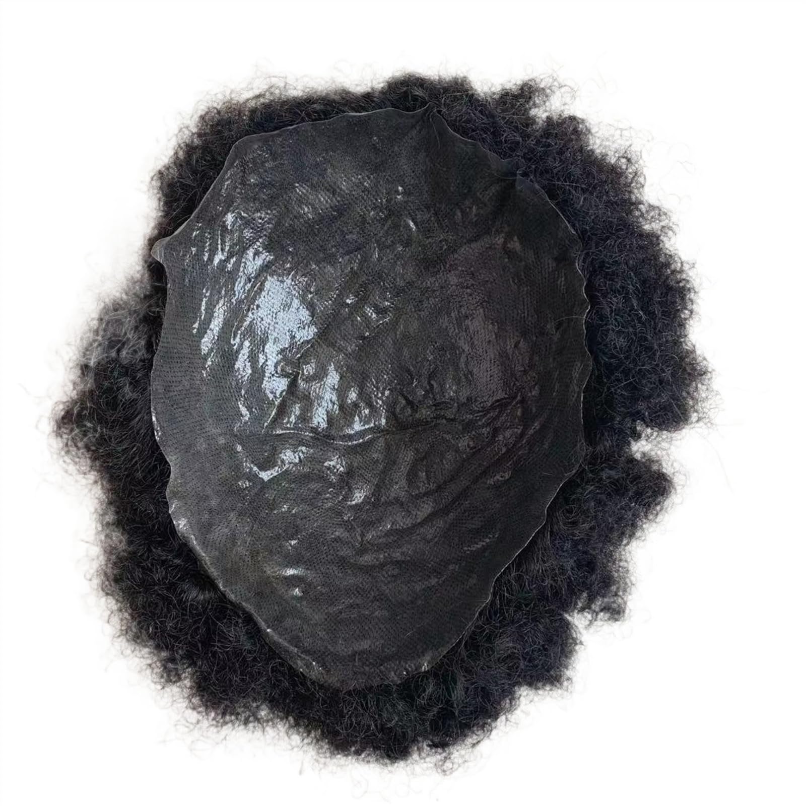 Tupecik męski Peruka męska pełna cienka skóra 0,04-0,06mm PU podstawa peruka z ludzkich włosów 4mm Afro kręcone włosy indyjskie Remy System treska naturalny kolor Treski(Natural Black 120%,7x9)