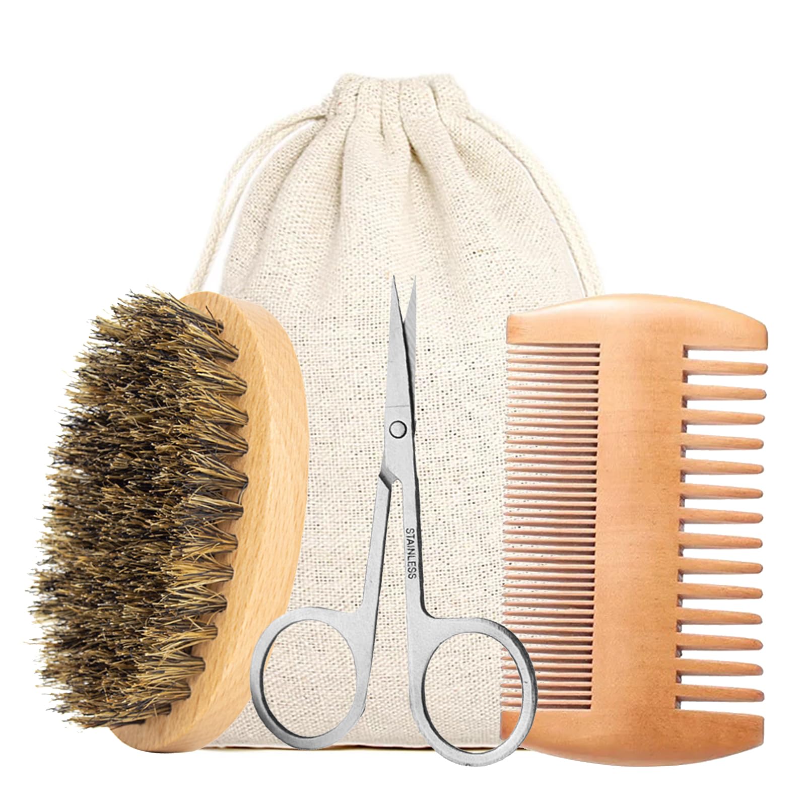 Cerioll Spazzola Da Barba Con Setole, Spazzola Da Barba Con Setole Di Cinghiale, Spazzola Per Barba Uomo, Pettine Da Barba E Set Di Spazzola Per Uomo, Con Pettine Per Barba, Forbici Da Barba