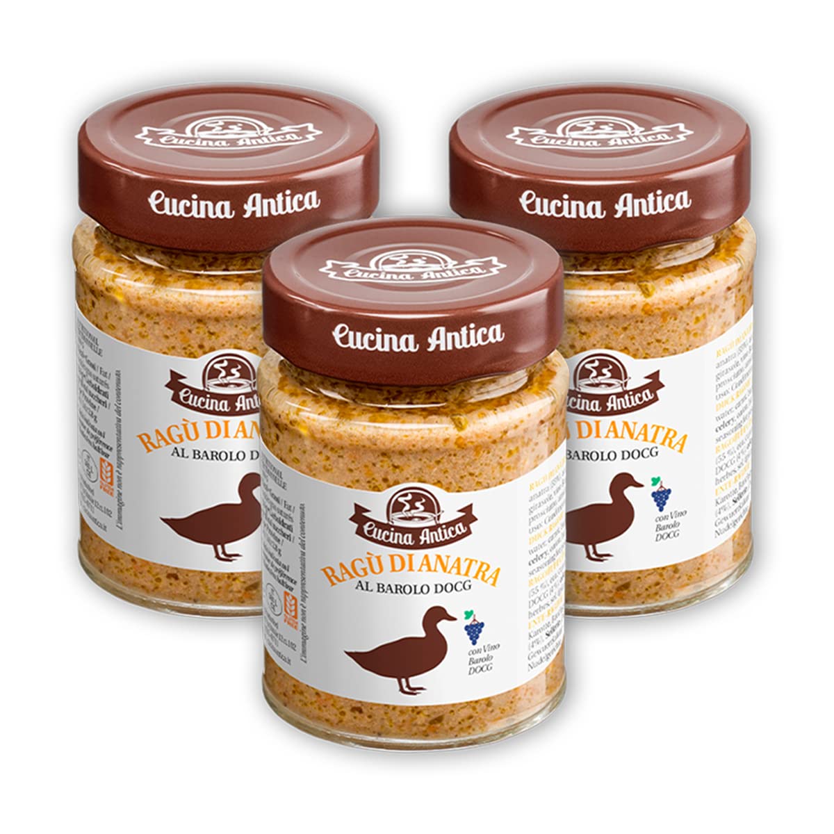 Cucina Antica - Ragú de Pato con Barolo DOCG - 3 Botes de 190 g
