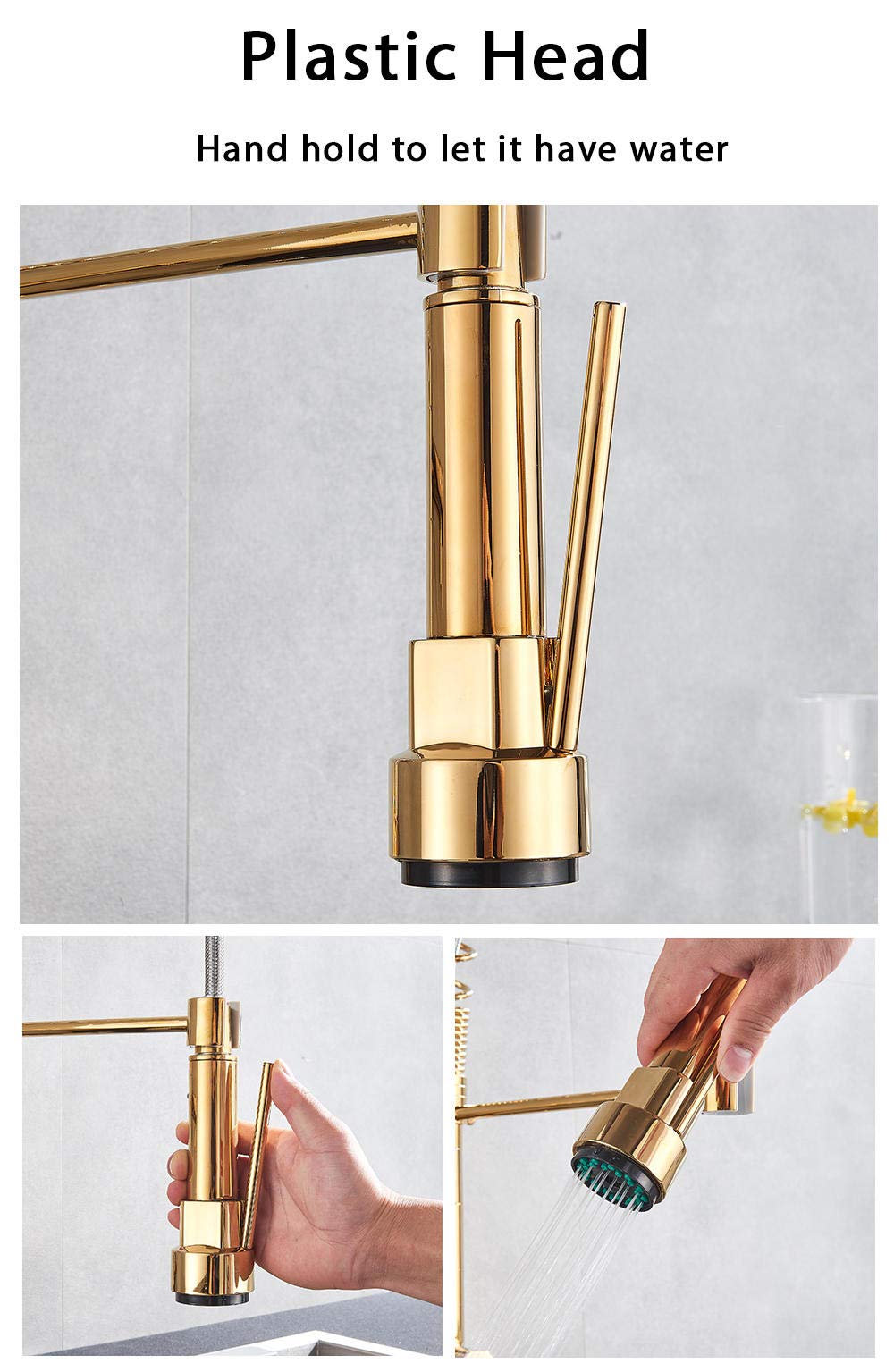 Huin Rubinetto da cucina Rubinetto per acqua fredda con una maniglia per cucina Rubinetto monoforo a parete estraibile con beccuccio girevole