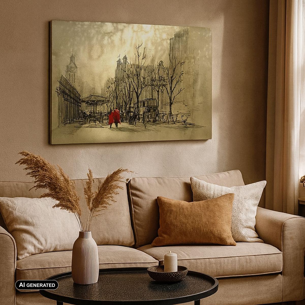 Cuadros Decoracion Salon ciudad mujer amante Lienzos decorativos 120x80cm Cuadro Sobre Lienzo Moderno Dormitorio Cocina Cuadros Pared Imágenes Wall Art Prints Decor Canvas Grande XXL AA120x80-3190