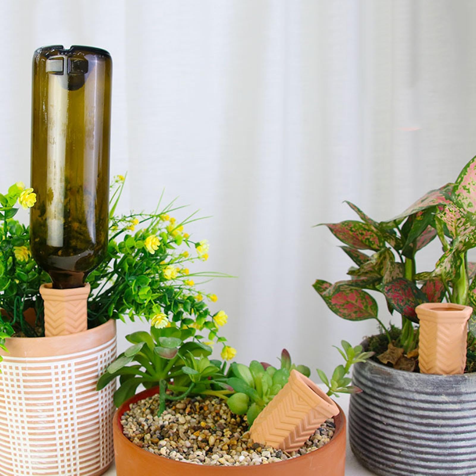 Punte D'Irrigazione In Terracotta 4 Pezzi Inserto per Vasi a Rilascio Lento | Punte Auto-irriganti Per Piante Giardino Balcone Davanzale Terrazzo Ufficio Interni E Casa