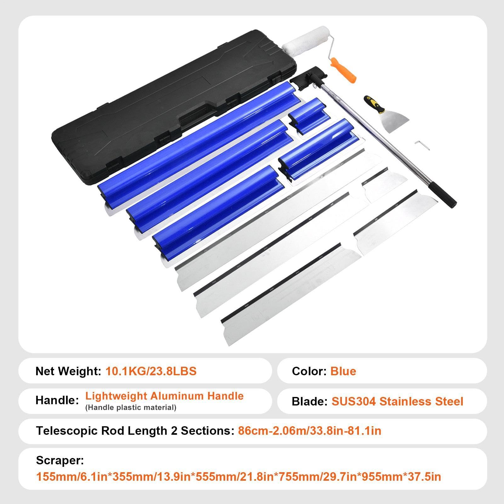 Malerspachtel Set Mit Verlängerungsgriff Farbschaber Edelstahl Wandspachtel | Edelstahl-Spachtelwerkzeug Mit 20/40/60/80/100cm With 1 Piece Of 0.35mm, 0.5mm Thickness Blade Für Renovierung, Wandglättung