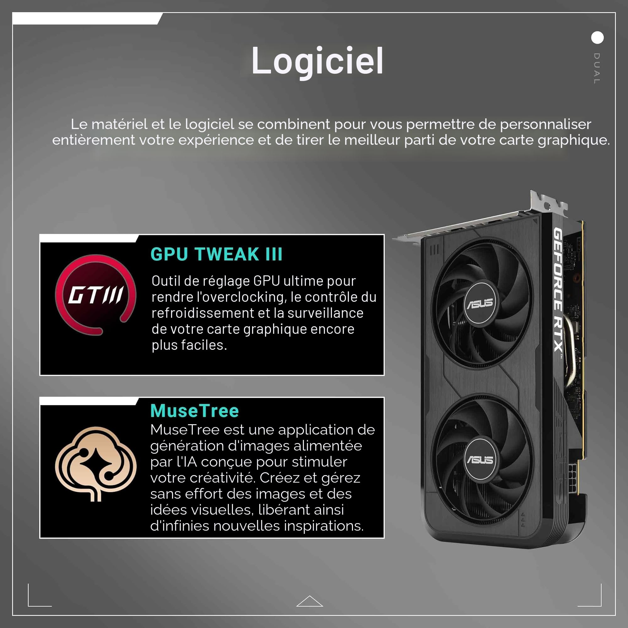 ASUS Dual NVIDIA GeForce RTX 5050 8GB GDDR6 OC Edition Carte Graphique PCIe 5.0 DLSS 4 HDMI 2.1b DisplayPort 2.1b