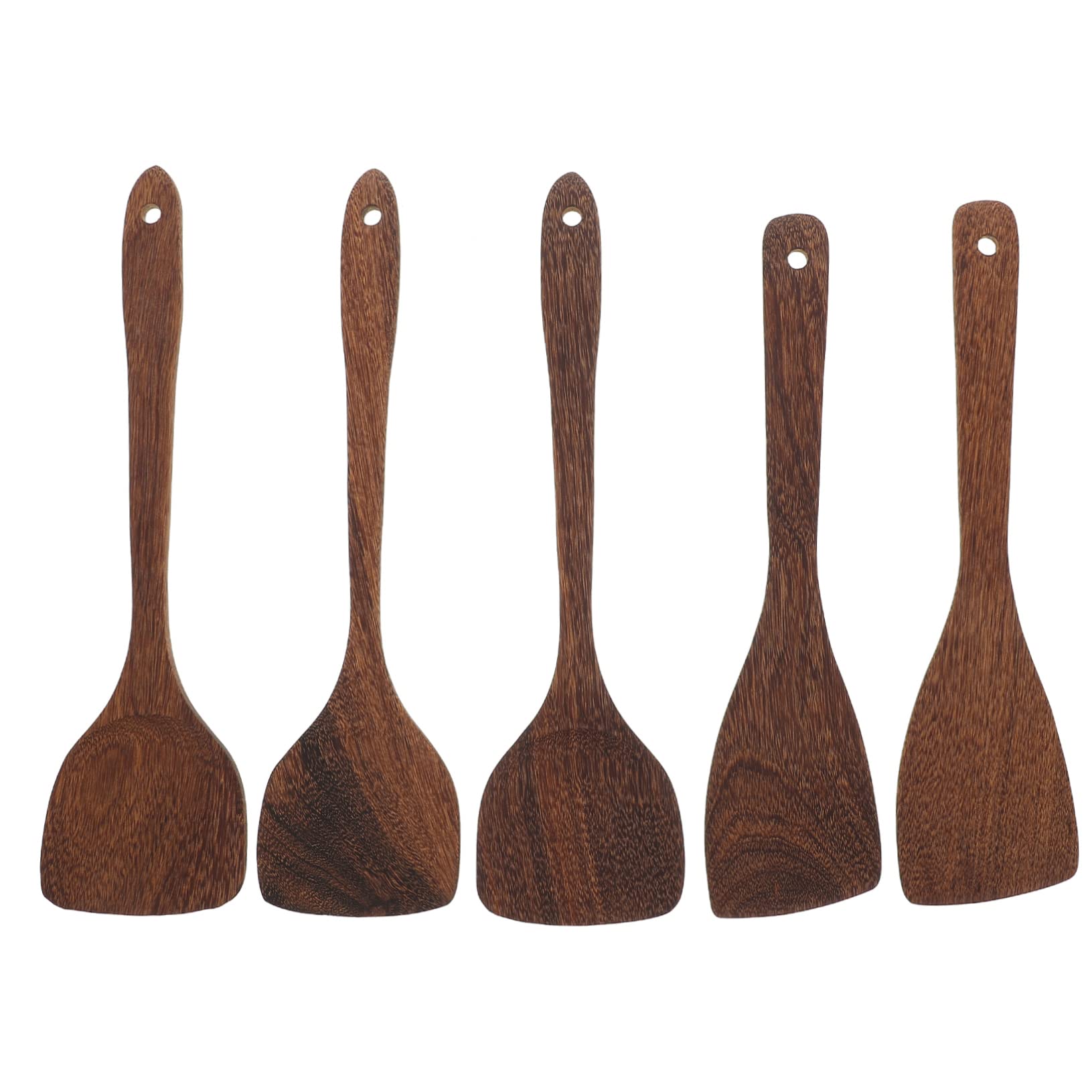 DECHOUS Set Di 5 Spatole Da Cucina in Legno Naturale Per Cucinare Utensili Da Cucchiaio Da Zuppa Con Manico
