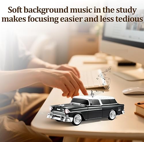 Miniatura 8 de Altavoz Bluetooth retro en forma de automóvil, calidad de sonido de alta definición, emparejamiento TWS, múltiples salidas de interfaz, altavoz