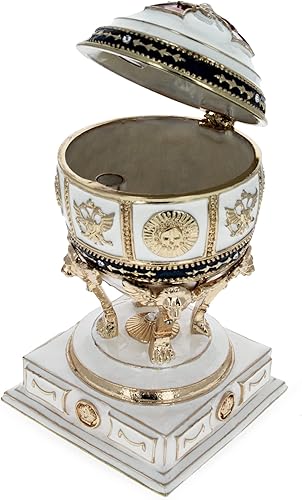 Miniatura 3 de BestPysanky Cruz Roja sobre esmalte blanco Royal Inspired Imperial Huevo de Pascua