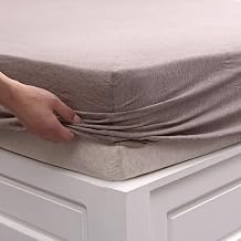 PURE ERA Jersey Knit Cotton Fitted Bottom Sheet Only No Flat Sheet or Pillowcase - Deep Pocket, Ultra Soft, Comfortable, Breathable, Brown, Queen Size