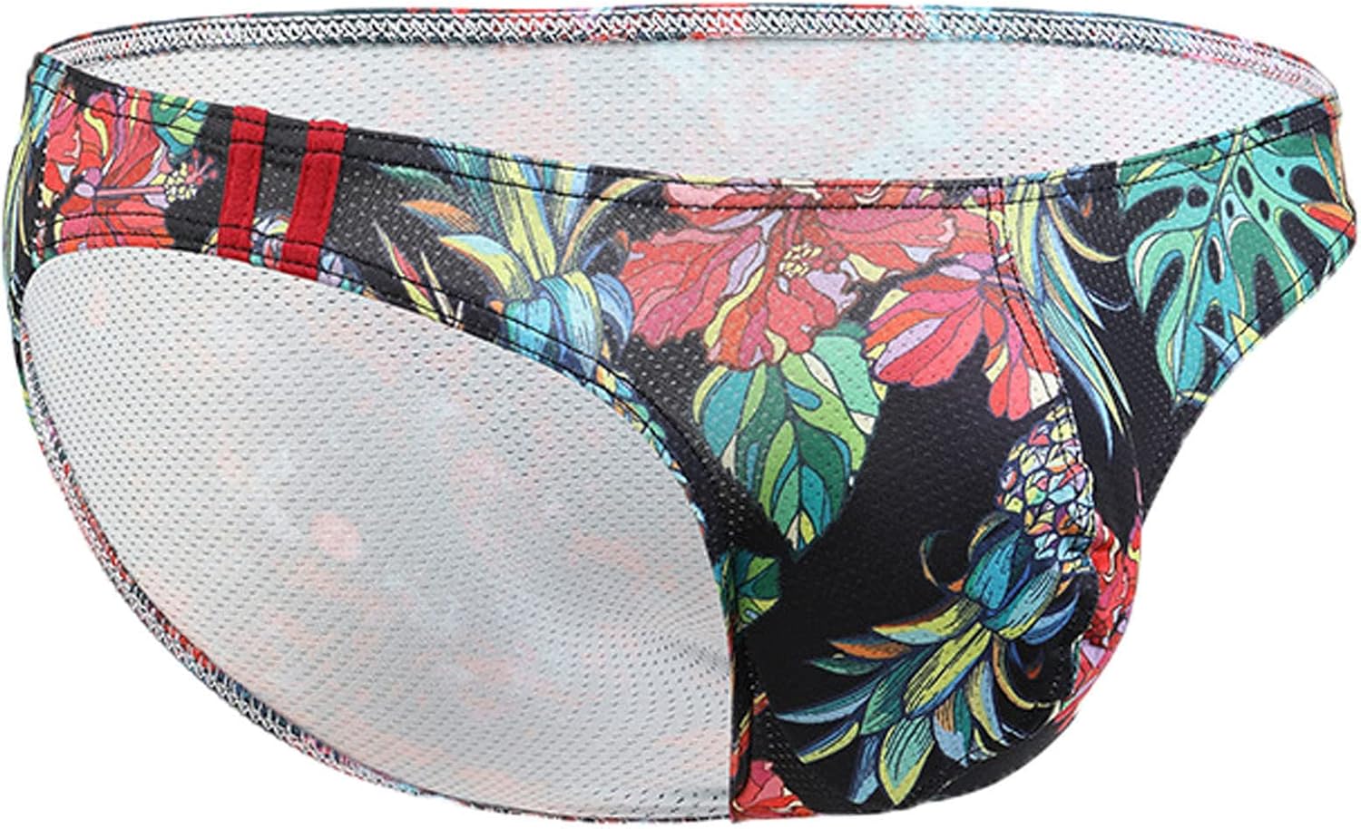 Men's Triangle Bikinis Underwear Hawaiian Tropical Print Stretch Briefs Breathable Comfortable Pouch Swimsuit