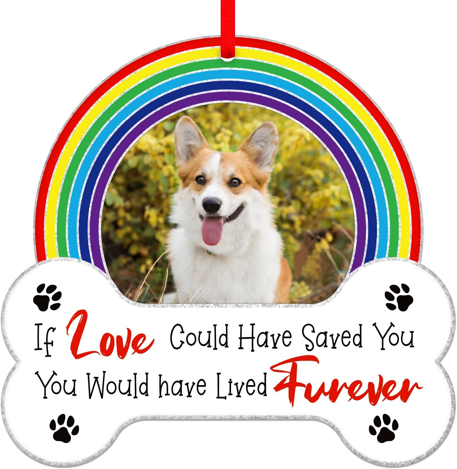 Whatsign Dog Memorial Christmas Picture Frame Ornaments Pet