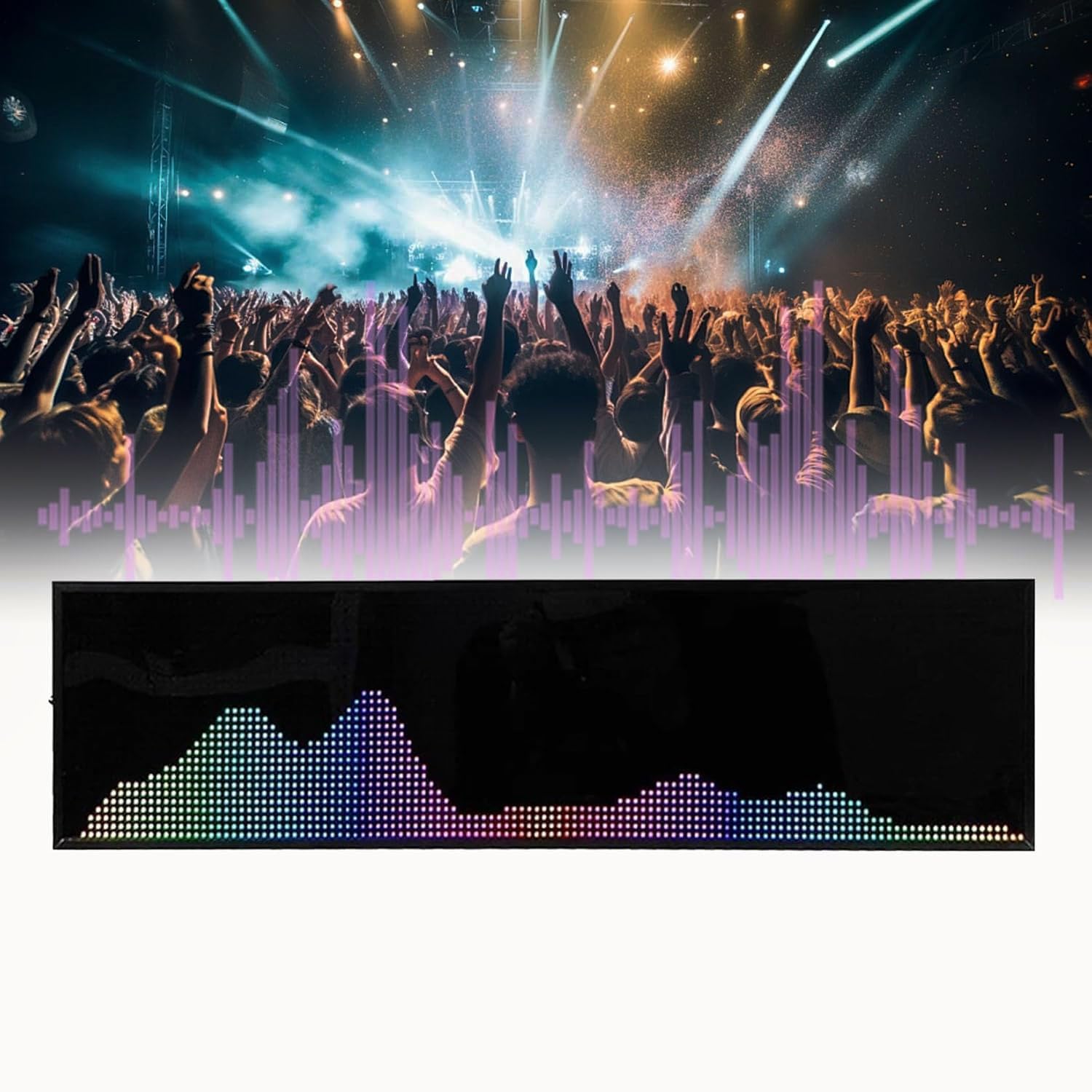 Analyseur d'affichage de spectre musical LED – Visualisation dynamique du rythme avec télécommande, 36 styles d'affichage, 4 gammes de fréquences, contrôle vocal et ligne pour studio et jeu