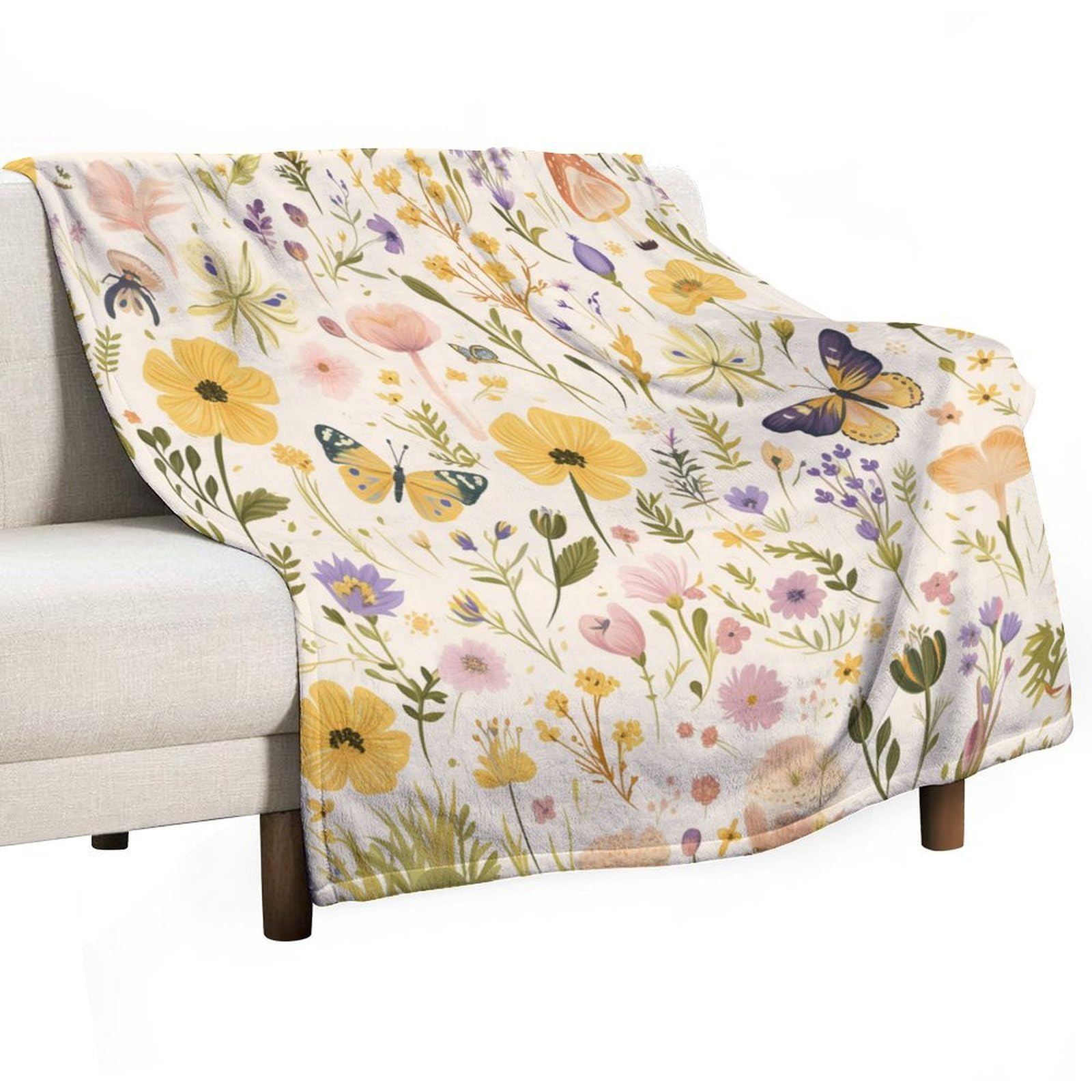 Couverture en flanelle florale : finis les pieds froids sur votre canapé
