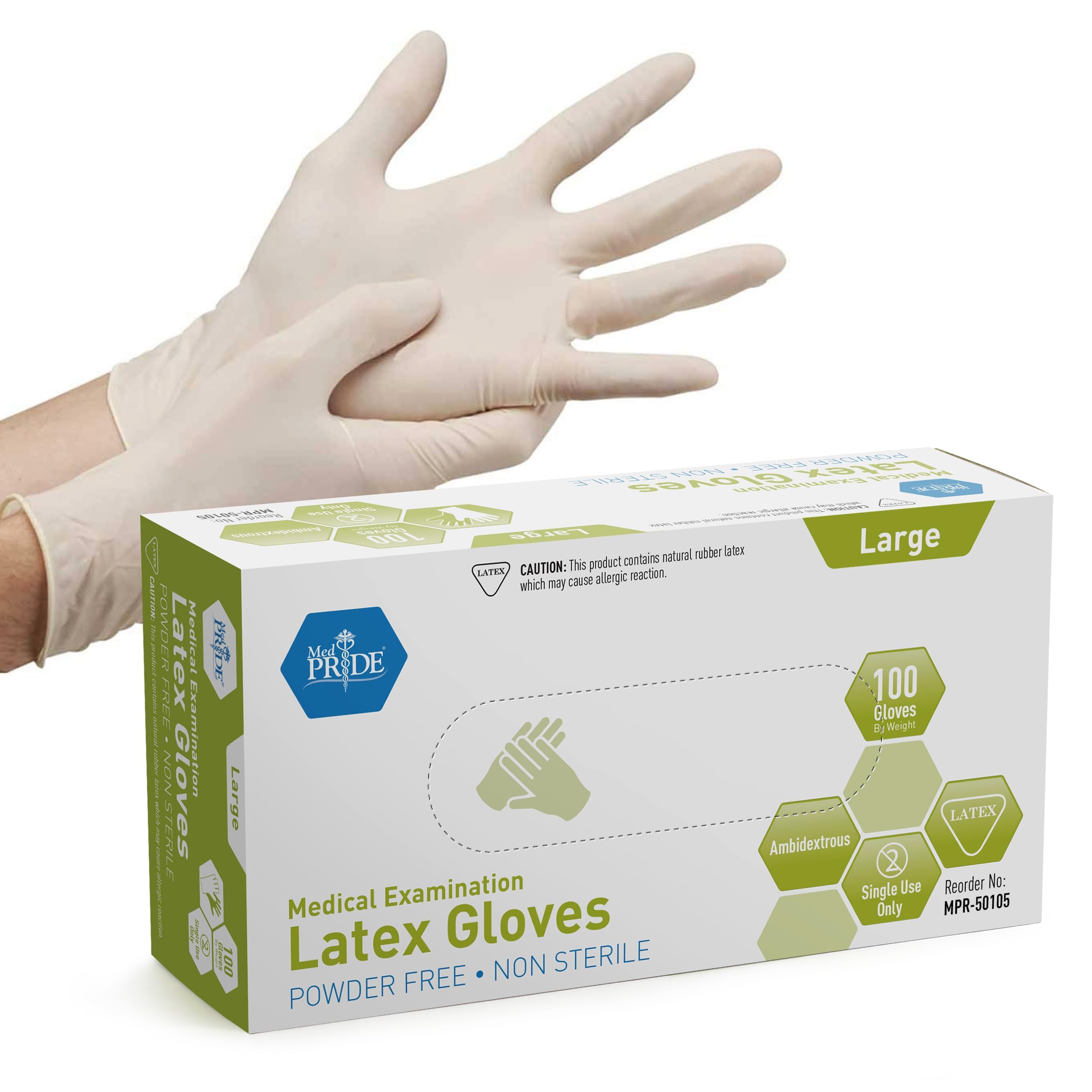 Amazon.com: MedPride Powder-Free Latex Exam Gloves, Large, Box/100