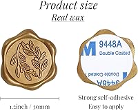 Vista 2 de UNIQOOO Calcomanías de sello de cera, calcomanías de sello de invitación de boda de rama de olivo, 50 calcomanías autoadhesivas de oro antiguo