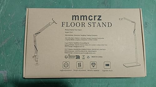 Miniatura 10 de Soporte de suelo para tablet con base estable de 11 libras y abrazadera de escritorio, brazo giratorio de altura ajustable, compatible con iPhone,