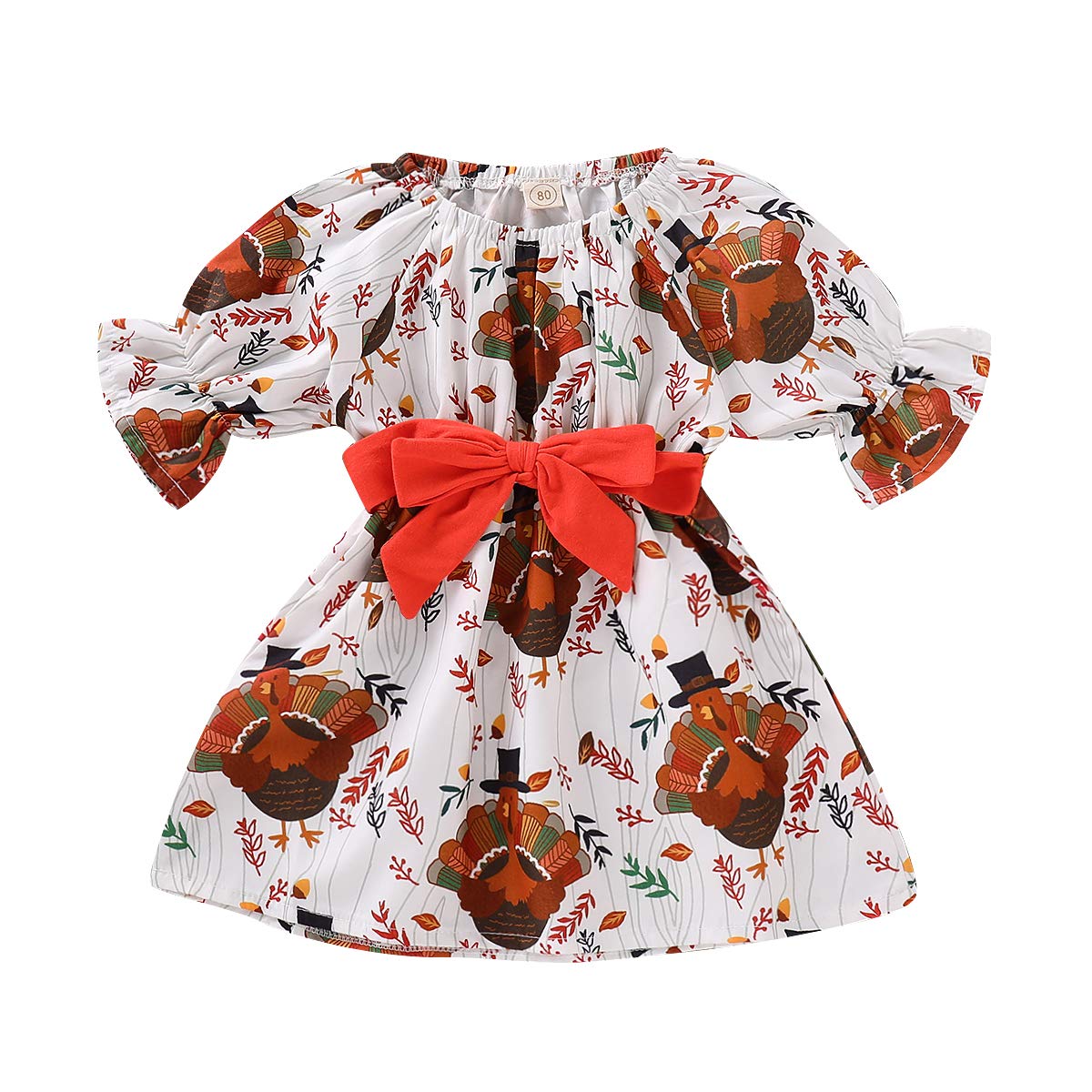 ZOELNICBaby Girls Christmas Dress Long Sleeve Deer Bowknot Ruffles Tutu Dress