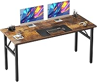 Need 54 Inch Folding Computer Desk for Home Office - No Assembly, Instant Setup Study Workstation, Rustic Brown