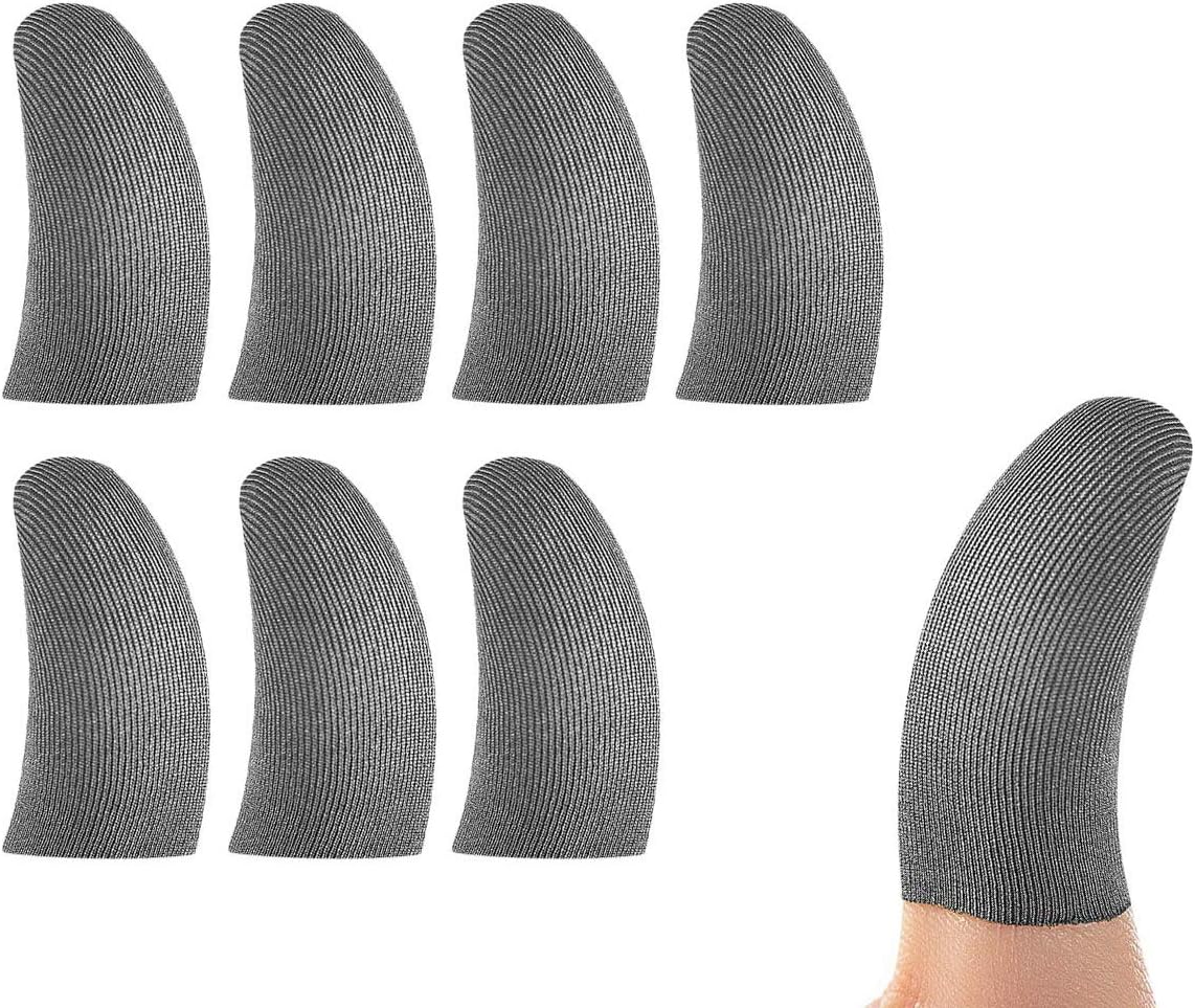 Finger Sleeves for Gaming, [8 Pack] Mobile Game Finger Sleeve Sets Touch Screen Finger Cot Smooth Thin Anti-Sweat Breathable for Mobile Games, Compatible with iPhone/iPad/Android Phone and Tablet