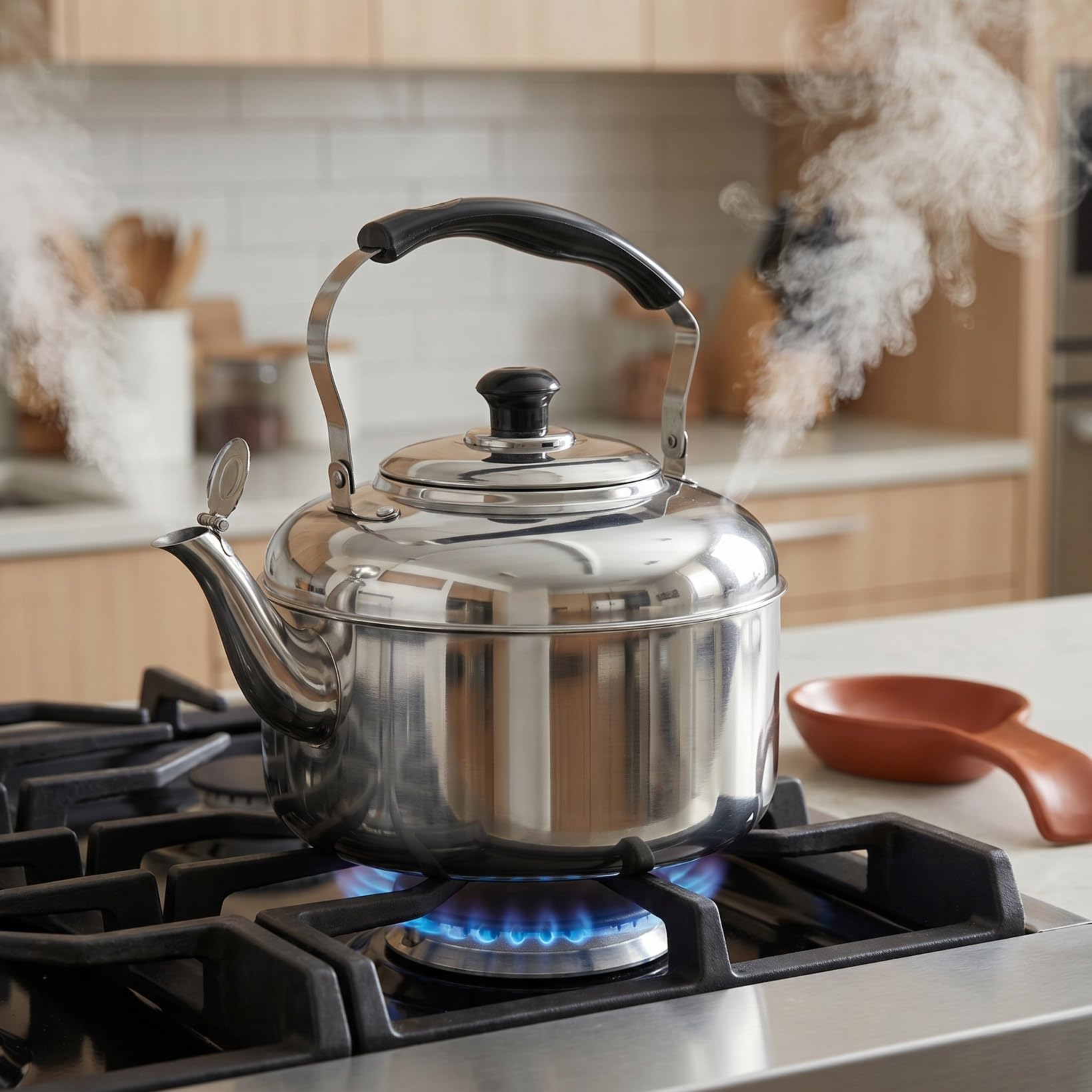 DOITOOL 5. 5L tetera de té estufa tetera estufa de té silbado tetera de acero inoxidable agua caliente tetera calentador agua recipiente de agua con mango para estufa de gas hogar