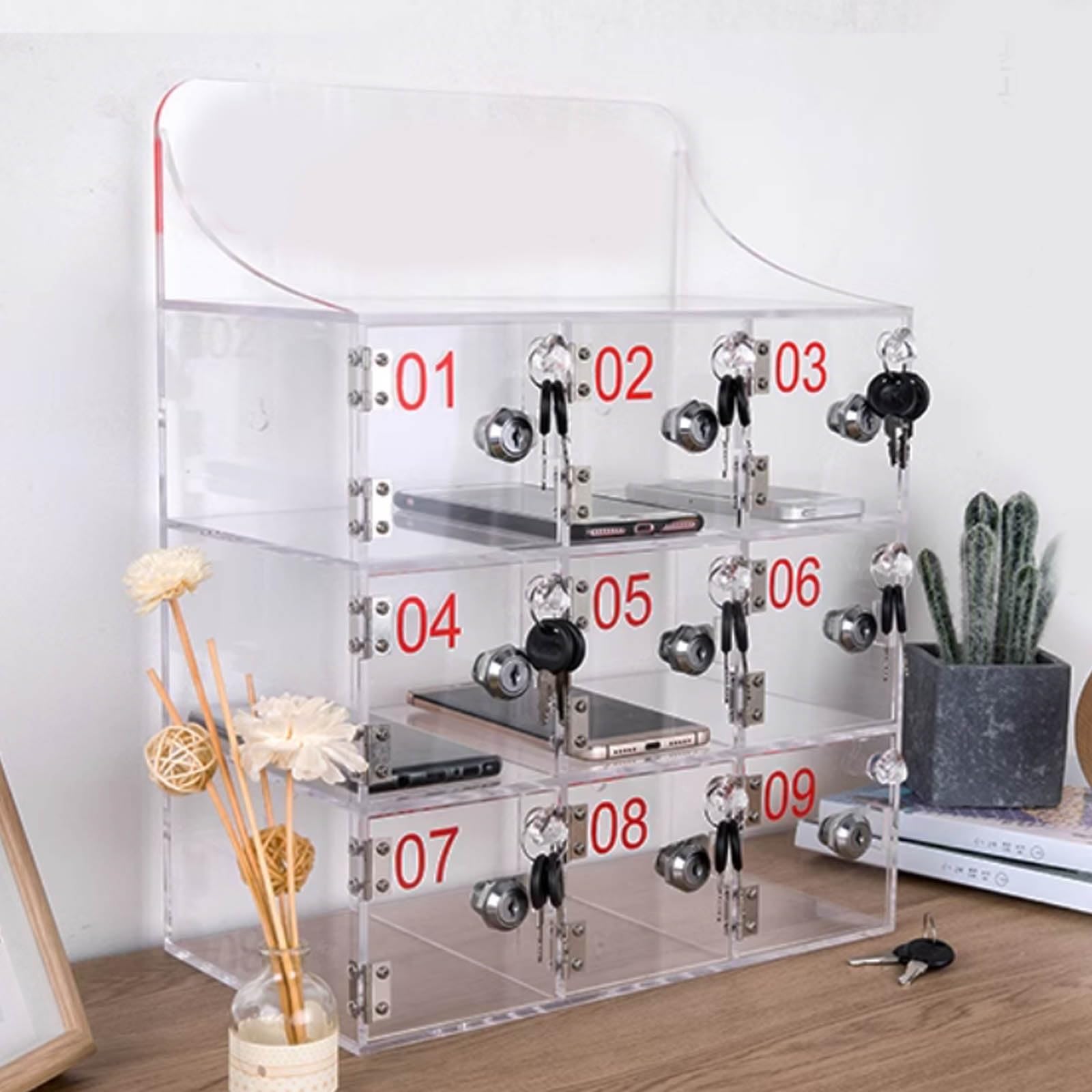 Transparent Mobile Phone Cabinet School Cell Phone Storage Cabinet Company Mobile Phone Storage Box with Lock Cell Phone Locker(16)