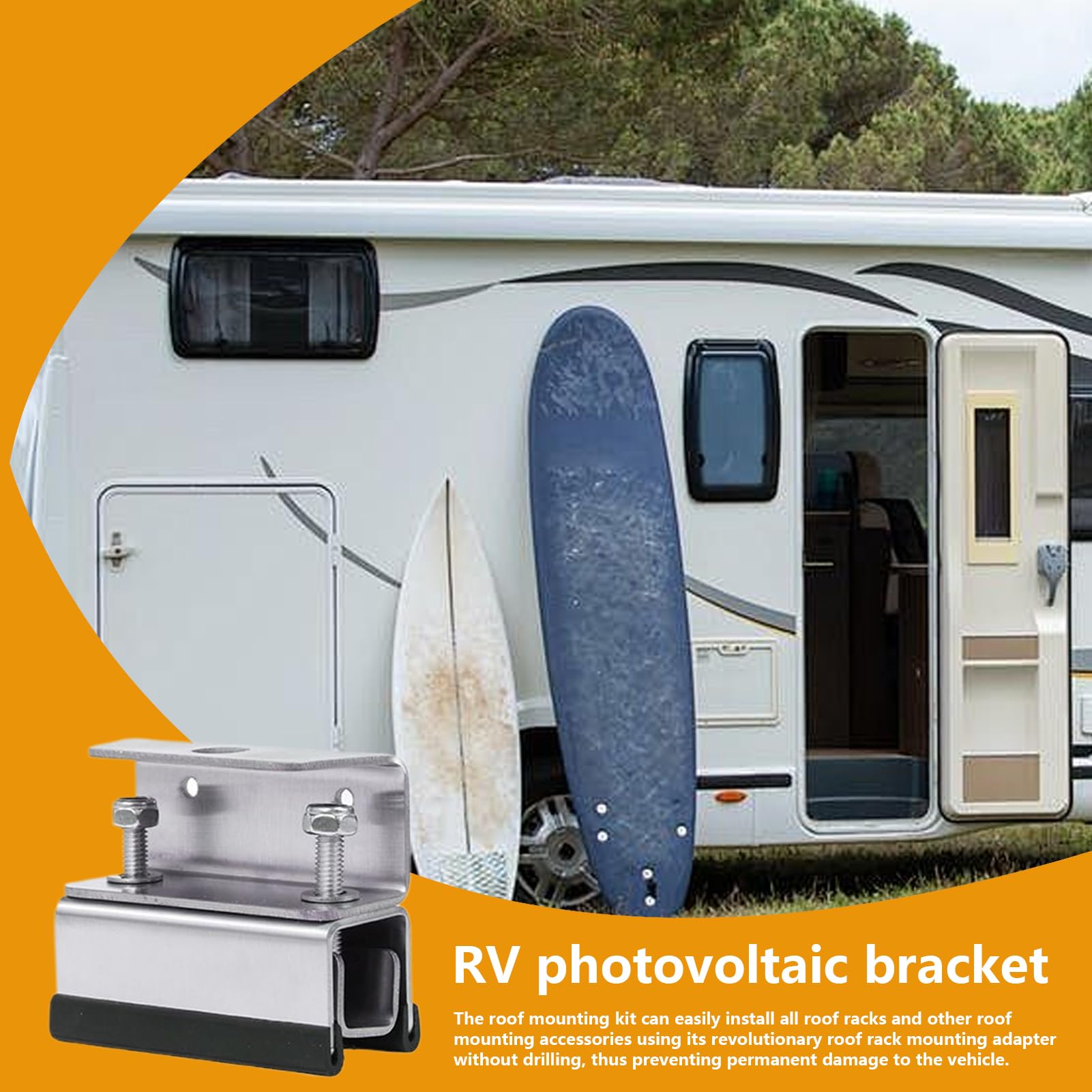 Soportes De Montaje Para Paneles Solares Kit de 4 Soportes de Montaje para | Estructura Resistente En Acero Inoxidable Para Camping, Yates, Techo De Autocaravana Y Remolques