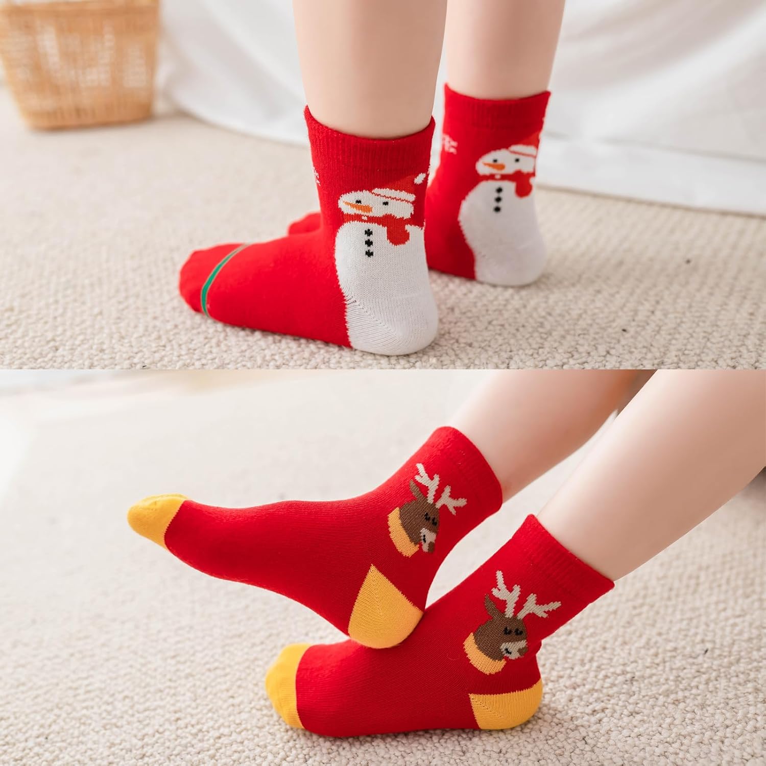 5 pairs Christmas Socks Kids Cartoon Printed Xmas Socks Toddler Baby Holiday Festival Socks Children's Santa Socks - Image 5
