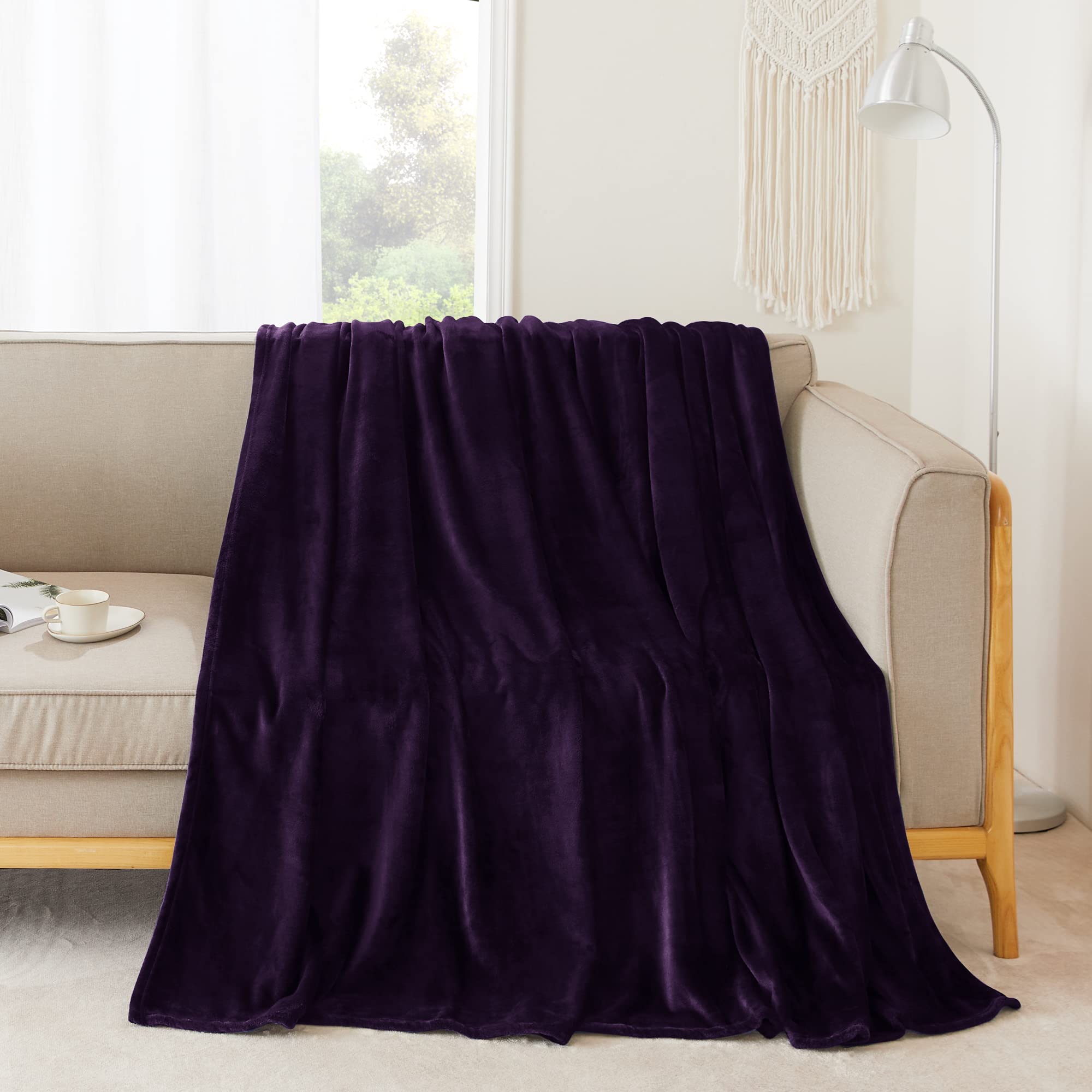 Couverture polaire douce et chaude violette 152x203 cm NICETOWN pour plaid de voyage et lit