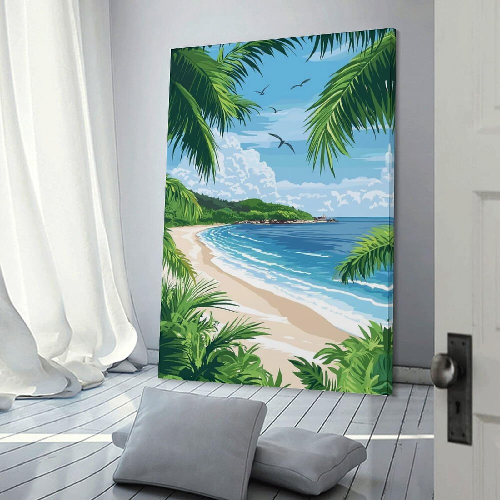Junmoney Frame-Style-7 Tropical Beach Paradise Canvas Wall Decor, 20X30inch(50X75cm), For Flats, Guest Rooms Or Compact Rooms, Decorative Canvas Decor For Home Updates
