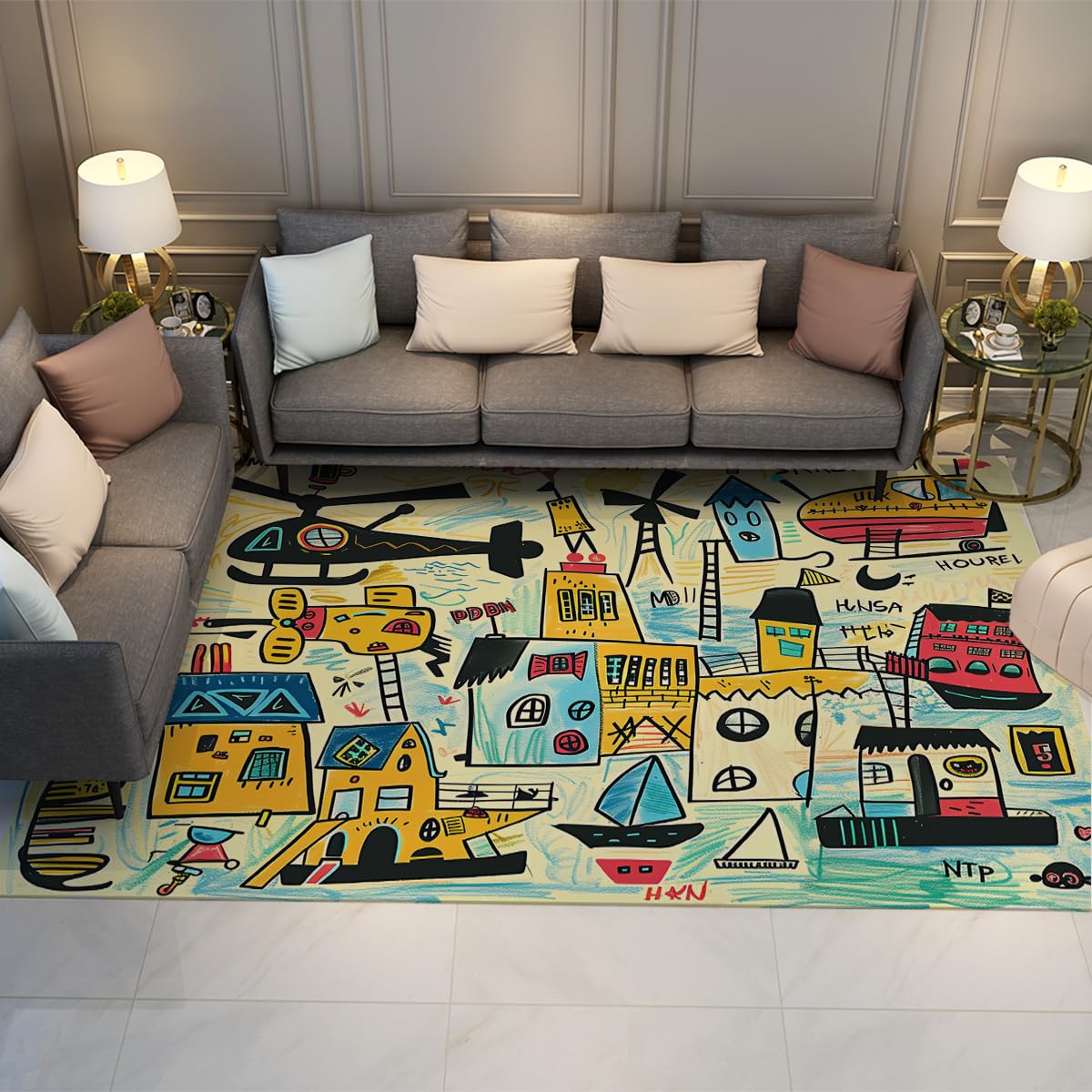 Tapis crèche 60x90cm lavable et antidérapant pour chambre enfant