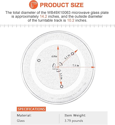 Miniatura 5 de Beaquicy - Bandeja de vidrio para plato giratorio de microondas de 14 18 pulgadas, repuesto de placa de microondas de 14 18 pulgadas para microondas