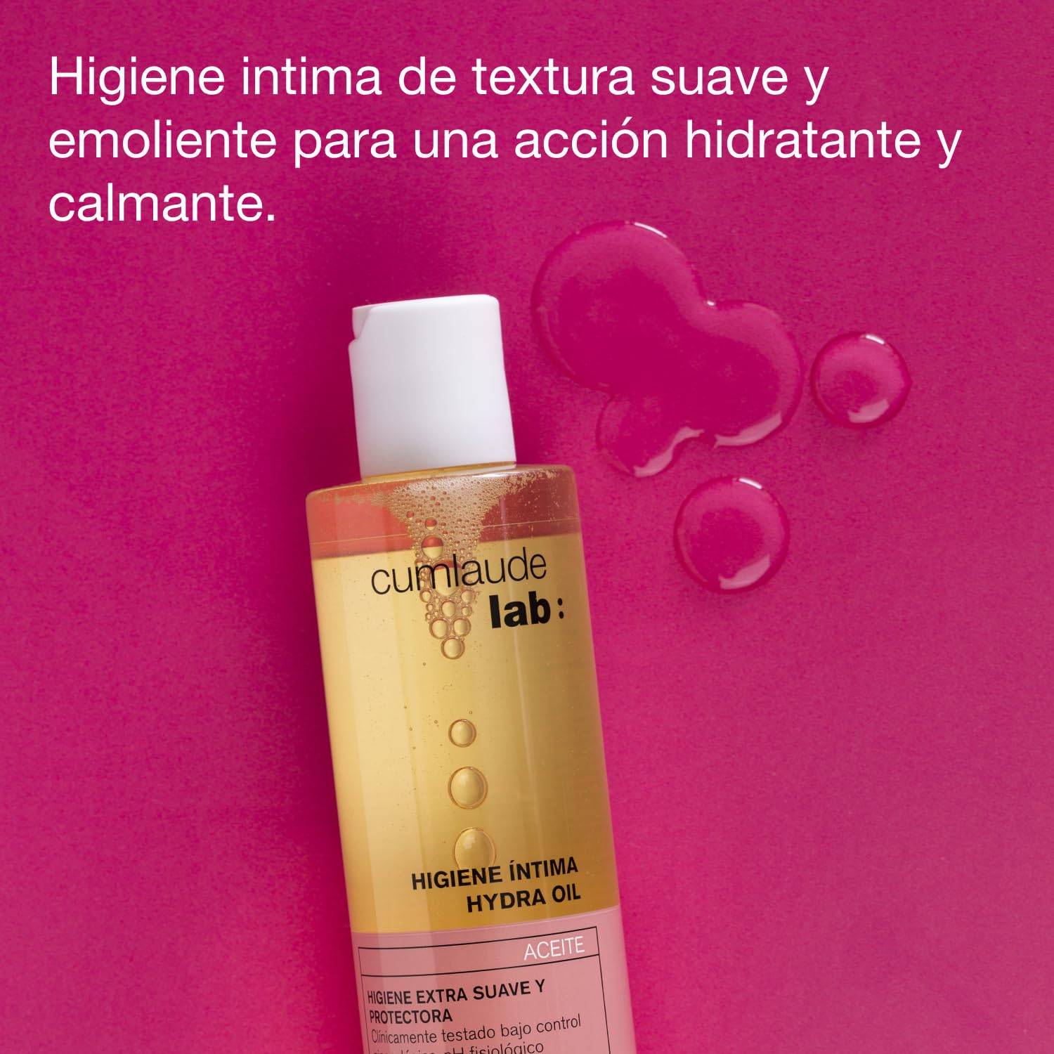 Cumlaude Lab - Hydra Oil Hygiène Intime, Huile Nettoyante Intime Hydratante, Soulage les Démangeaisons et les Irritations, Action Émolliente, avec Huile d’Amande Douce et Vitamines B et E – 200 ml