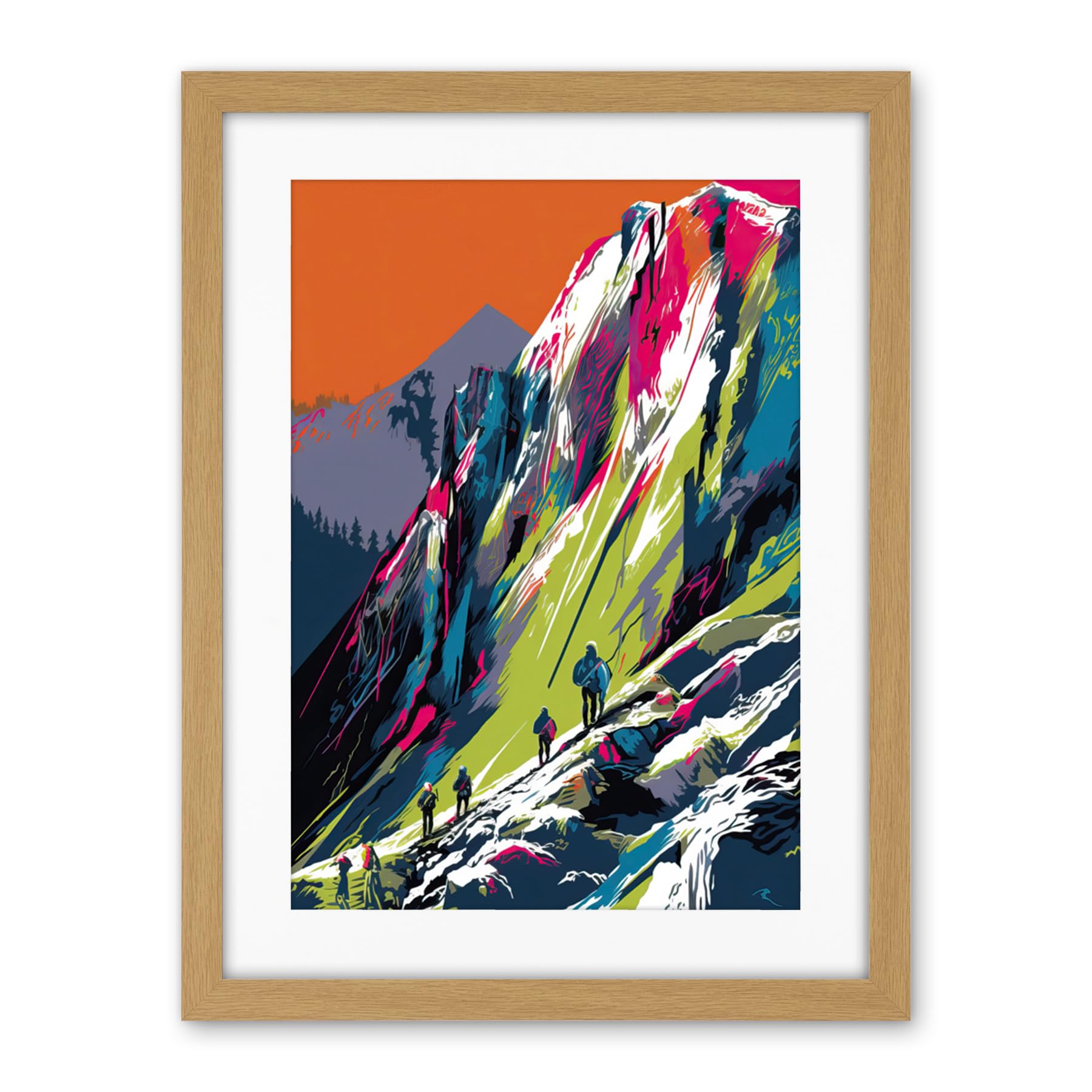 Artery8 Hikers on Helvellyn Mountain Ridge Landscape Artwork Framed Wall Art Print 18X24 Inch