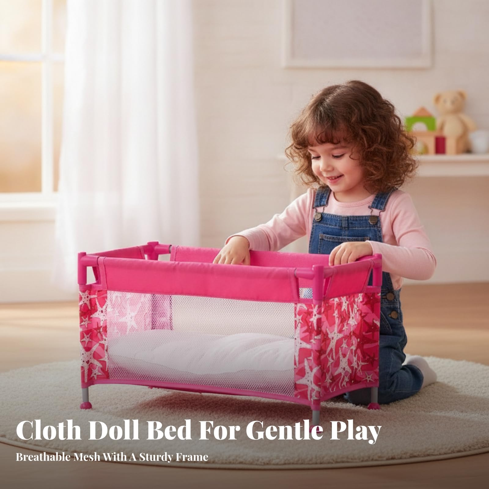 Letto da Gioco per Bambole Pieghevole | Resistente, Rimovibile, Le Sbile per Bambole, Giochi di Ruolo, Asilo, Bambine, Tessuto Ape