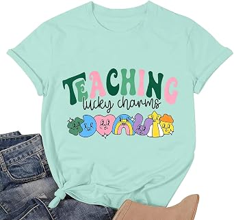 St Patricks Day Teacher Shirt for Women Teaching Lucky Charms T-Shirt