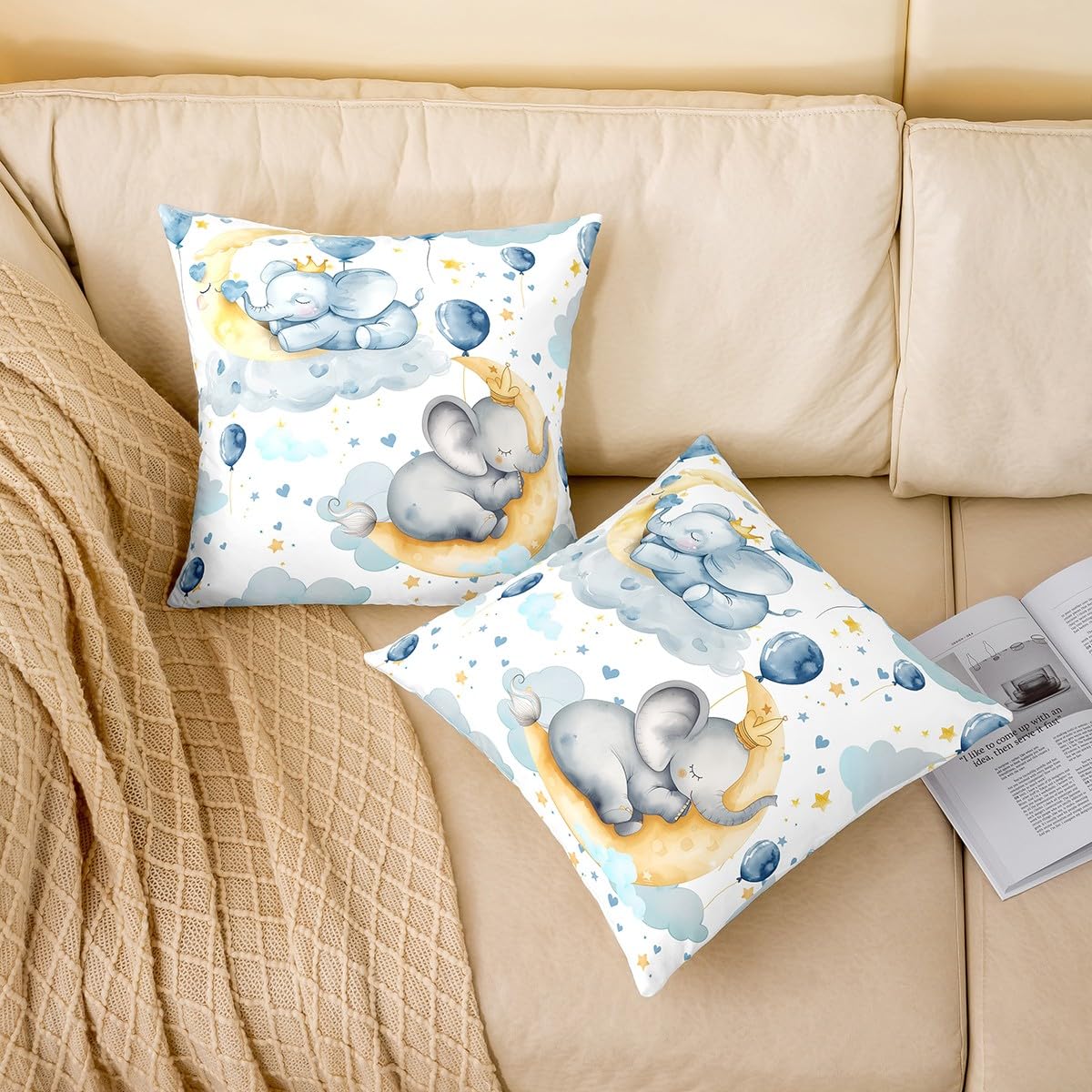 Sleeping Elephant Throw Pillow Cover 24
