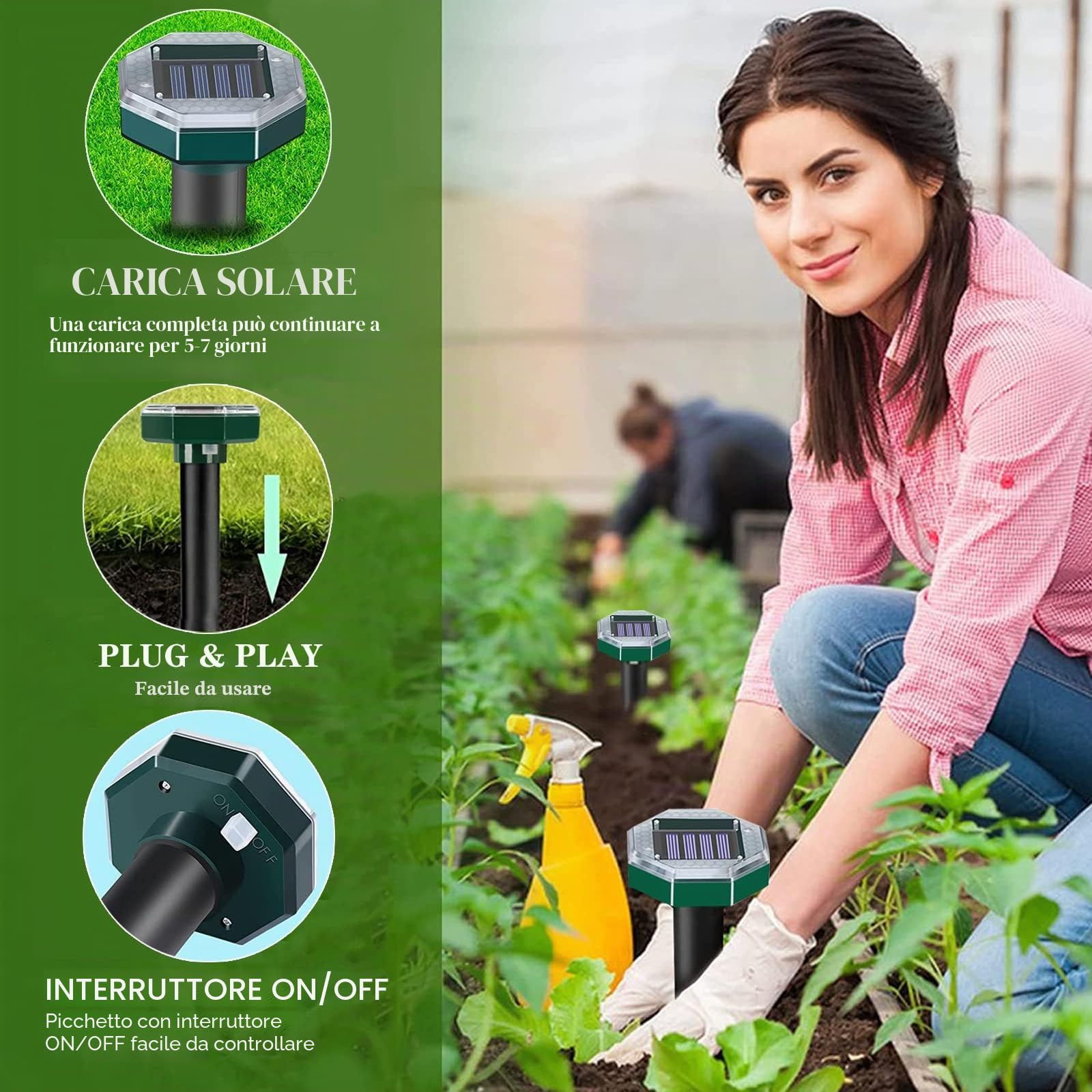 Anti Talpa Ultrasuoni Solare 8 Pezzi,Dissuasori per Talpe Professionali,Dissuasore Talpe Ultrasuoni con Impermeabile,Scaccia Talpe Solare,Anti Talpe,Gopher,Serpente per Frutteti,Giardini,Fattorie
