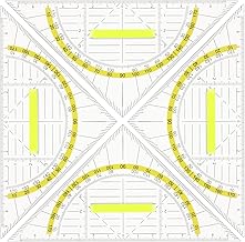 Set of 4 Set Square Primary School with Handle Geometric Triangle Plastic Set Square Transparent Flexible for Circles Drawing Shatterproof Flexible Geo Circle Template for Students Office Designer