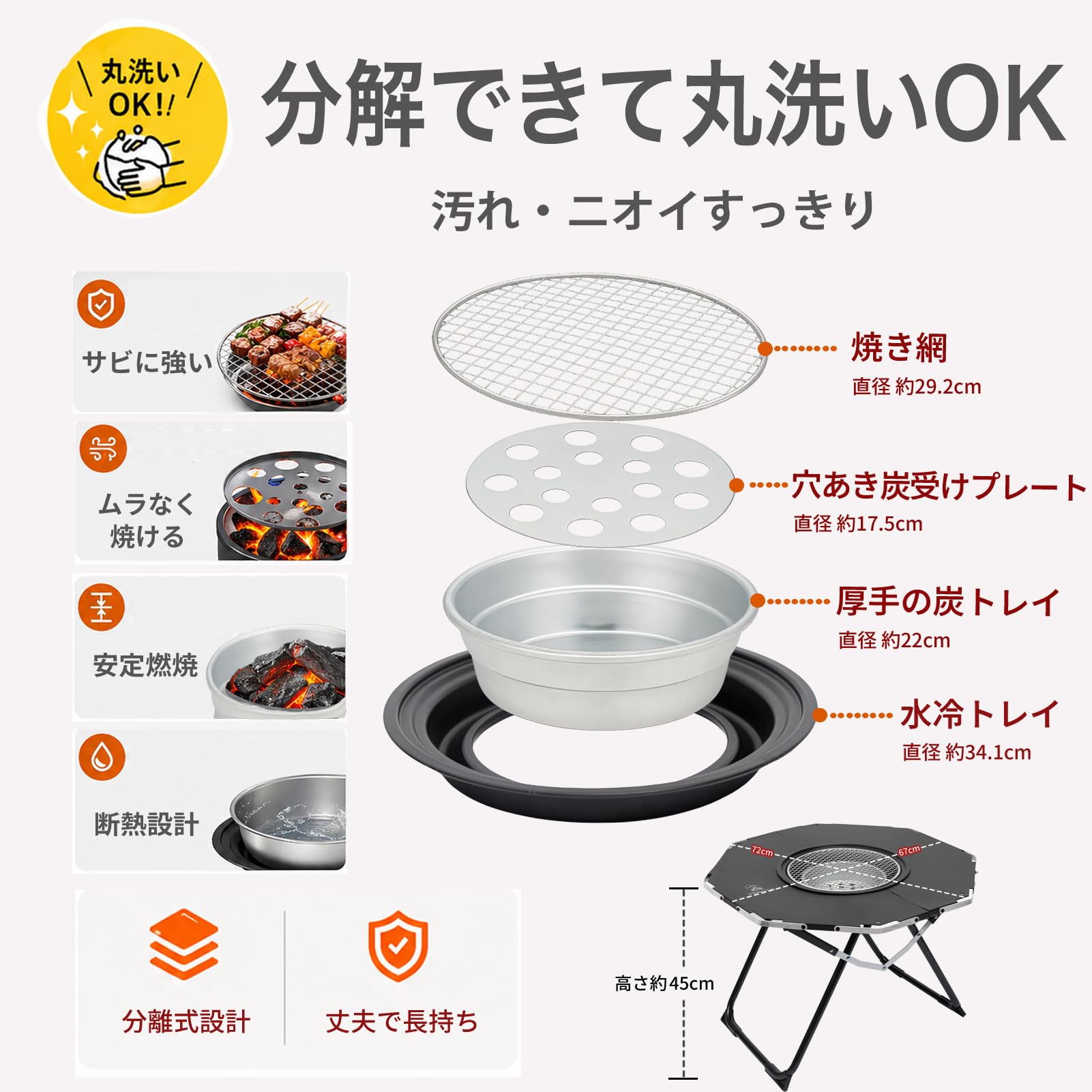 Amazon.co.jp: YOGOTO 囲炉裏テーブル 八角形グリルテーブル 焚き火