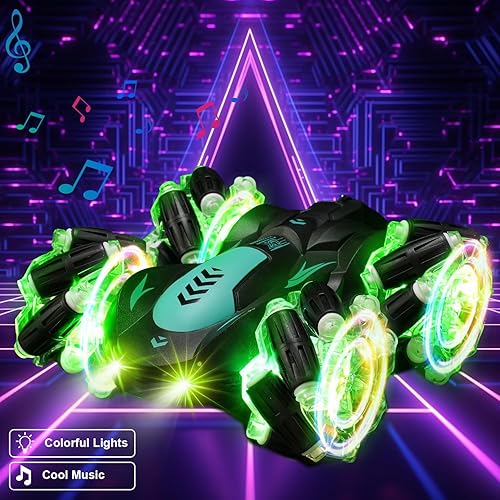 Miniatura 2 de Syozac Auto de acrobacias RC con detección de gestos con luz, 2.4G 4WD controlado a mano gravedad juguete con control remoto de 360 para niños a